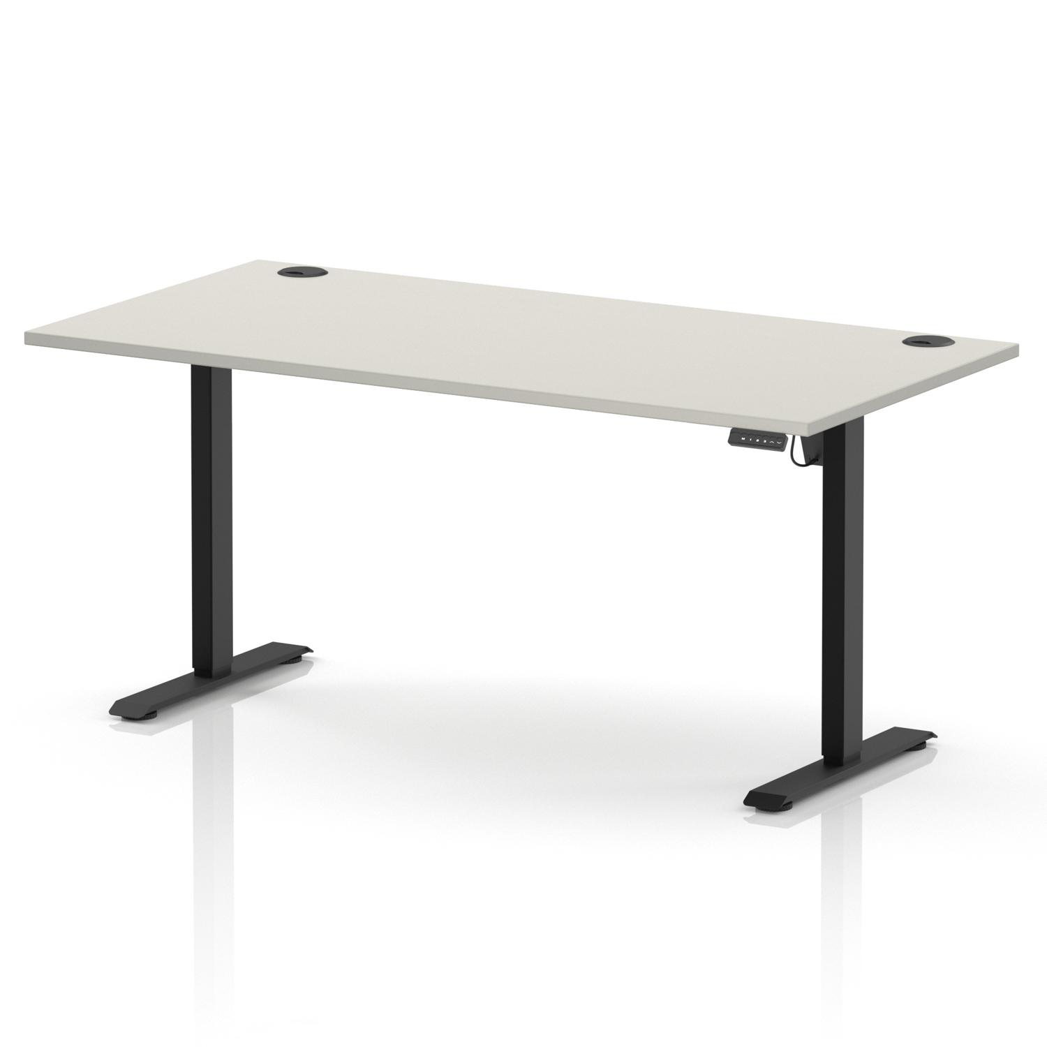 Air Lite 1600 x 800mm Height Adjustable Office Desk Dove Grey Top Cable Ports Black Leg Air Lite 1600 x 800mm Height Adjustable Office Desk Dove Grey Top Cable Ports Black Leg