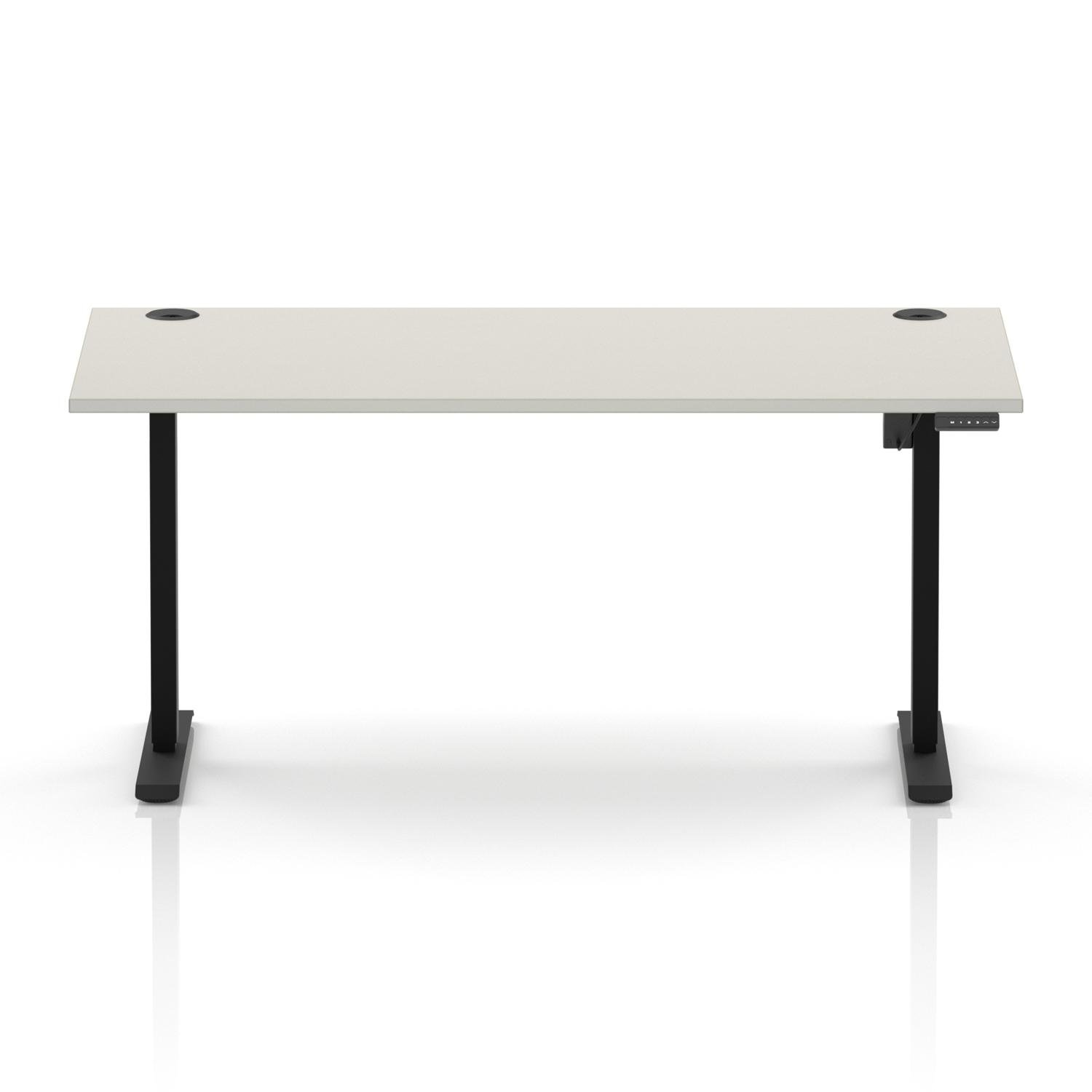 Air Lite 1600 x 800mm Height Adjustable Office Desk Dove Grey Top Cable Ports Black Leg Air Lite 1600 x 800mm Height Adjustable Office Desk Dove Grey Top Cable Ports Black Leg