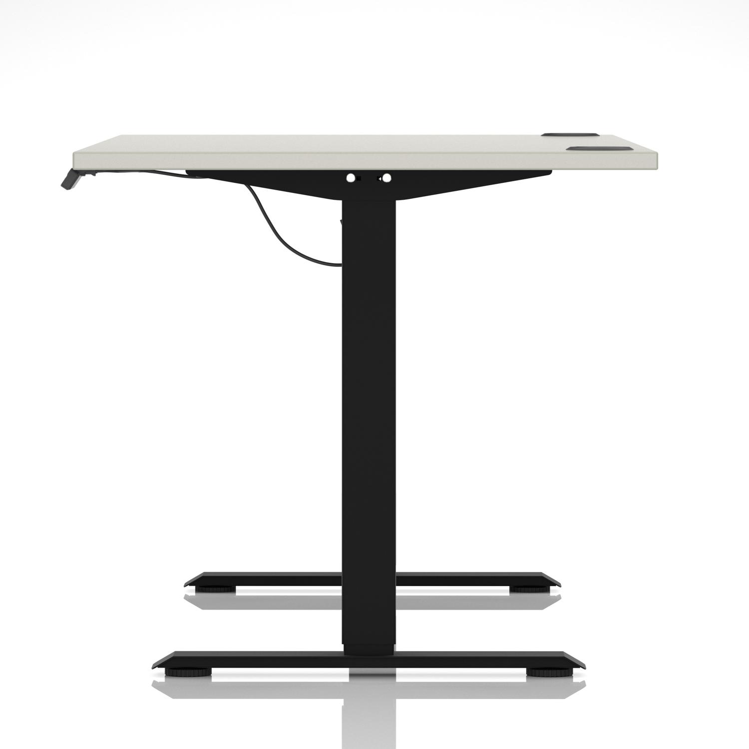 Air Lite 1600 x 800mm Height Adjustable Office Desk Dove Grey Top Cable Ports Black Leg Air Lite 1600 x 800mm Height Adjustable Office Desk Dove Grey Top Cable Ports Black Leg
