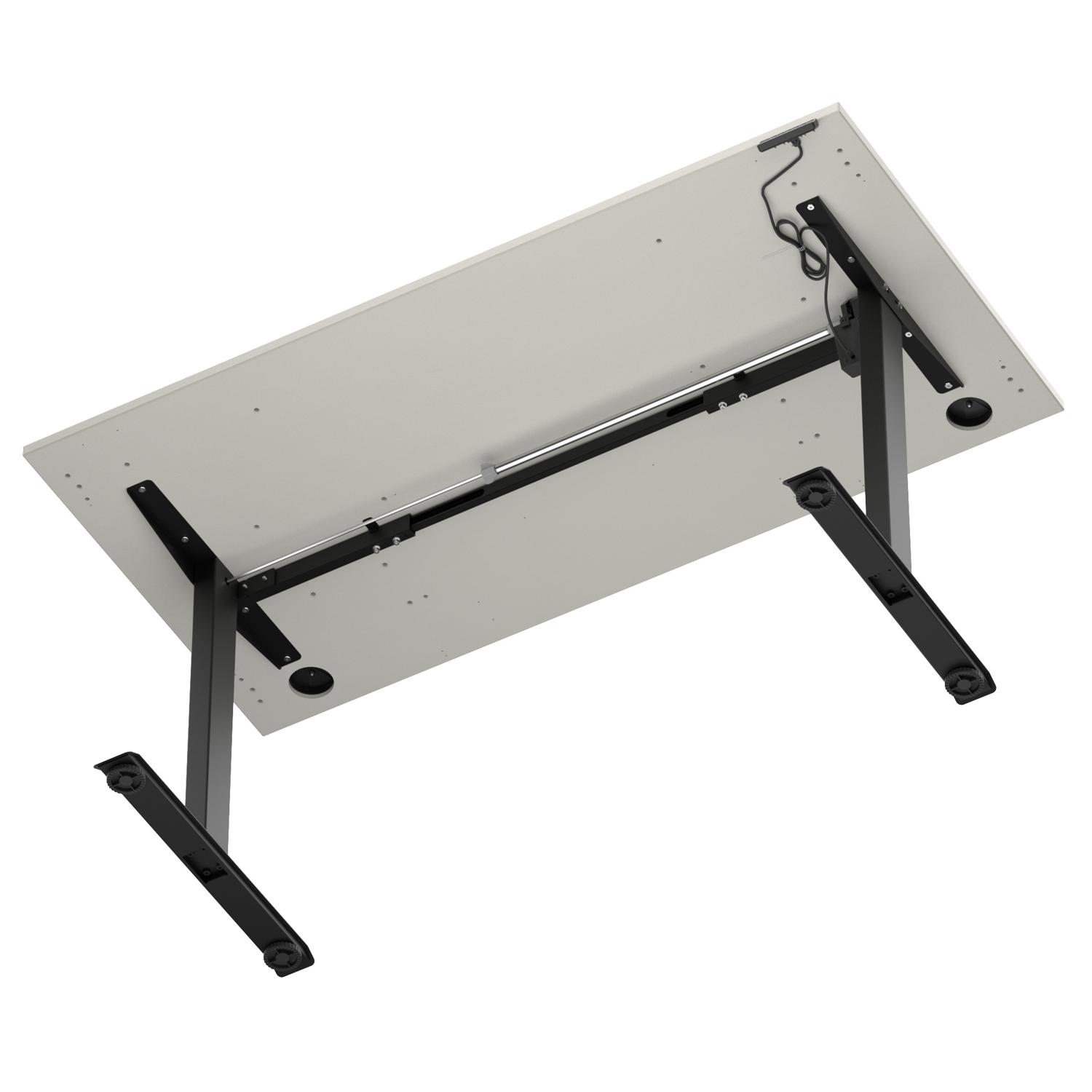 Air Lite 1600 x 800mm Height Adjustable Office Desk Dove Grey Top Cable Ports Black Leg Air Lite 1600 x 800mm Height Adjustable Office Desk Dove Grey Top Cable Ports Black Leg