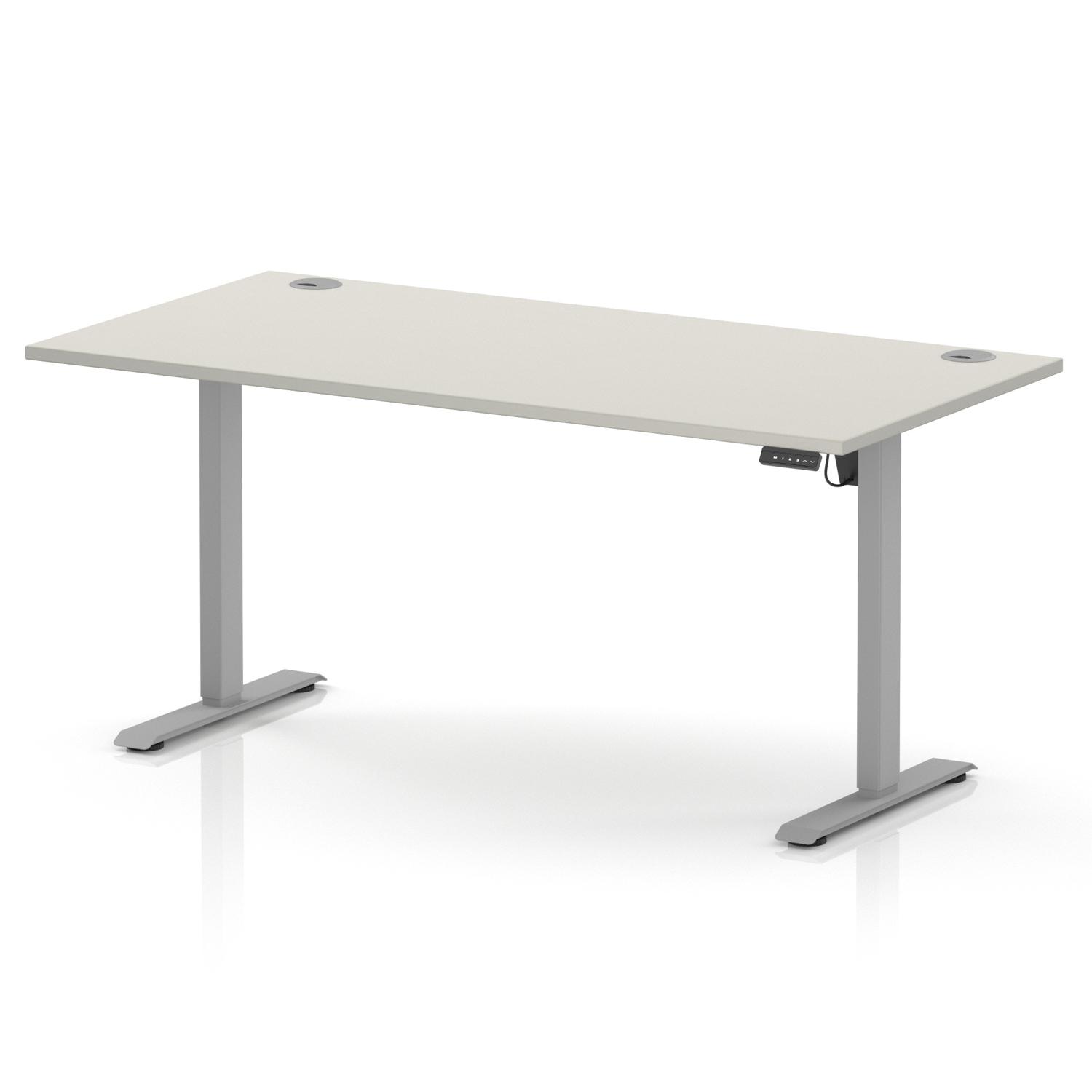 Air Lite 1600 x 800mm Height Adjustable Office Desk Dove Grey Top Cable Ports Silver Leg Air Lite 1600 x 800mm Height Adjustable Office Desk Dove Grey Top Cable Ports Silver Leg