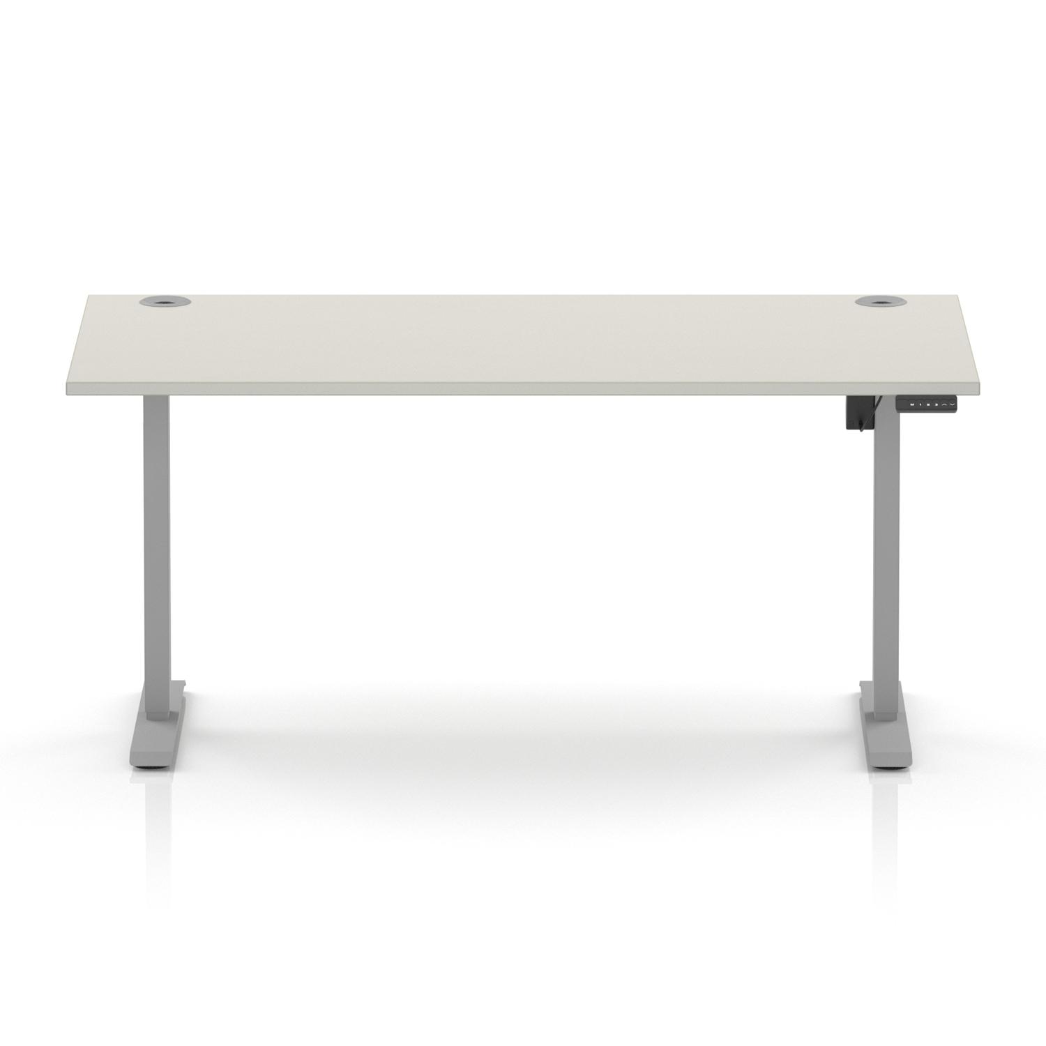 Air Lite 1600 x 800mm Height Adjustable Office Desk Dove Grey Top Cable Ports Silver Leg Air Lite 1600 x 800mm Height Adjustable Office Desk Dove Grey Top Cable Ports Silver Leg