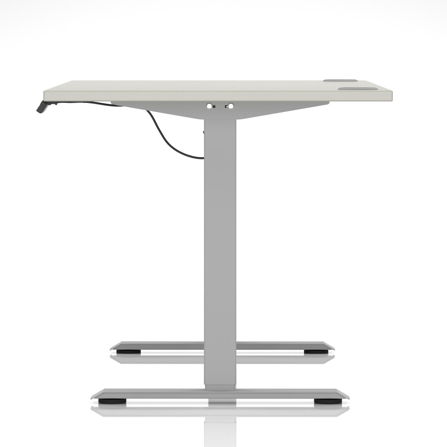 Air Lite 1600 x 800mm Height Adjustable Office Desk Dove Grey Top Cable Ports Silver Leg Air Lite 1600 x 800mm Height Adjustable Office Desk Dove Grey Top Cable Ports Silver Leg