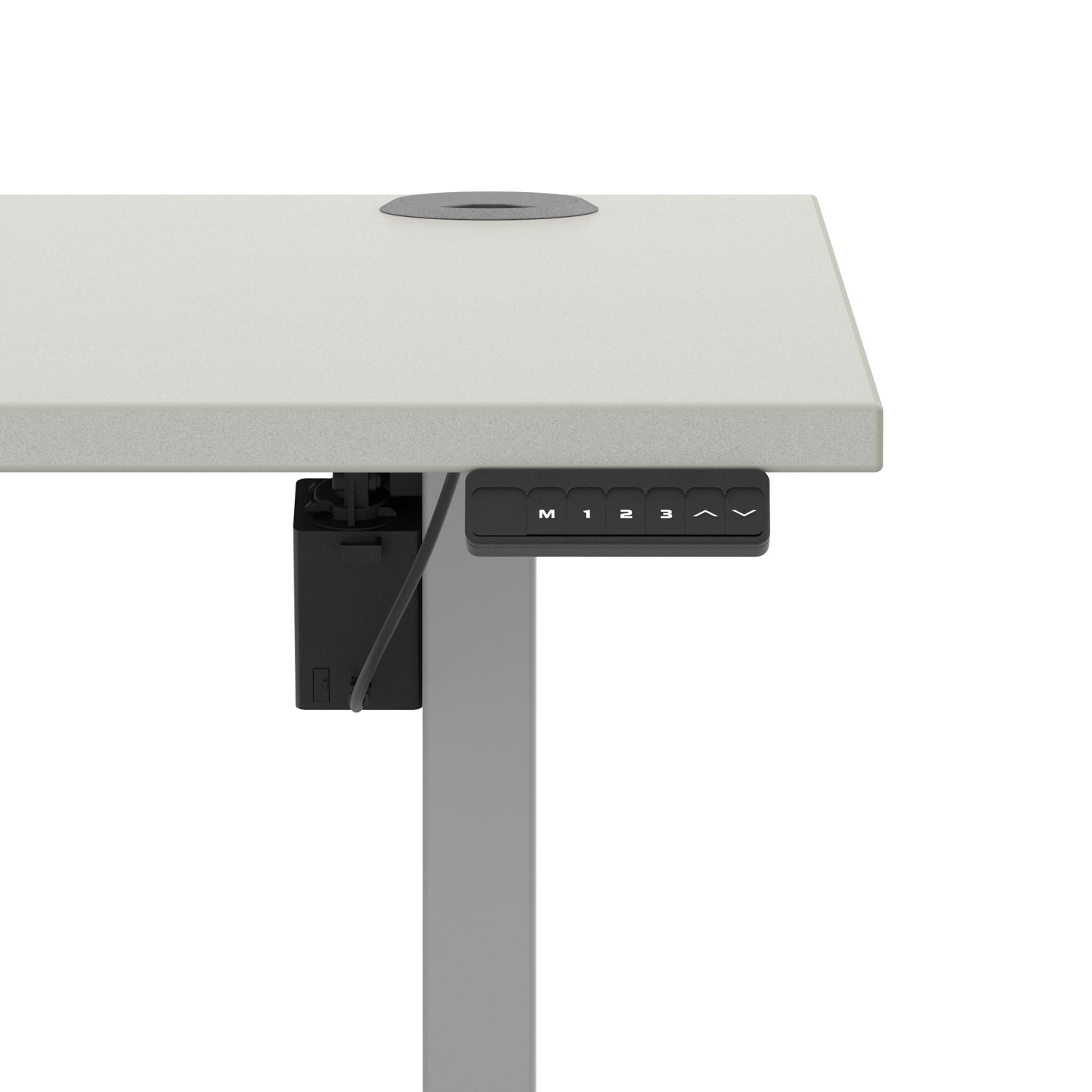 Air Lite 1600 x 800mm Height Adjustable Office Desk Dove Grey Top Cable Ports Silver Leg Air Lite 1600 x 800mm Height Adjustable Office Desk Dove Grey Top Cable Ports Silver Leg