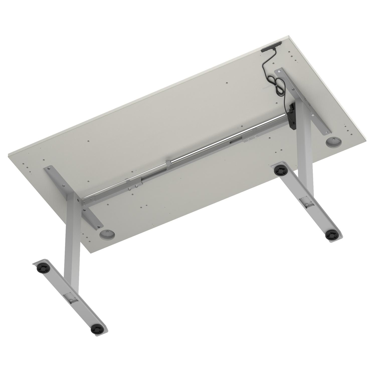 Air Lite 1600 x 800mm Height Adjustable Office Desk Dove Grey Top Cable Ports Silver Leg Air Lite 1600 x 800mm Height Adjustable Office Desk Dove Grey Top Cable Ports Silver Leg