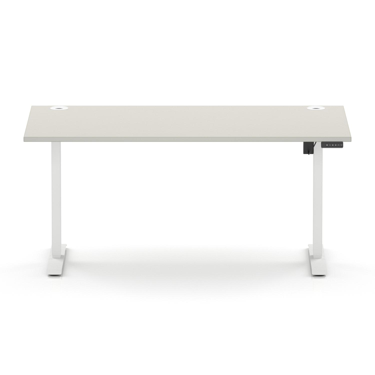 Air Lite 1600 x 800mm Height Adjustable Office Desk Dove Grey Top Cable Ports White Leg Air Lite 1600 x 800mm Height Adjustable Office Desk Dove Grey Top Cable Ports White Leg