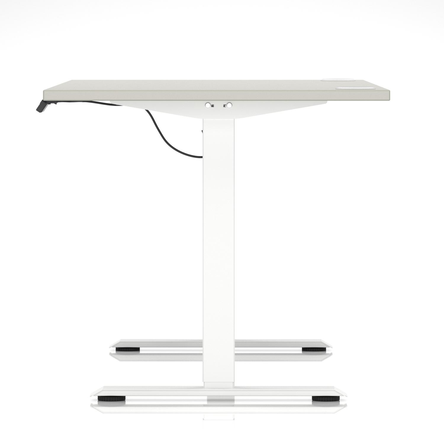 Air Lite 1600 x 800mm Height Adjustable Office Desk Dove Grey Top Cable Ports White Leg Air Lite 1600 x 800mm Height Adjustable Office Desk Dove Grey Top Cable Ports White Leg