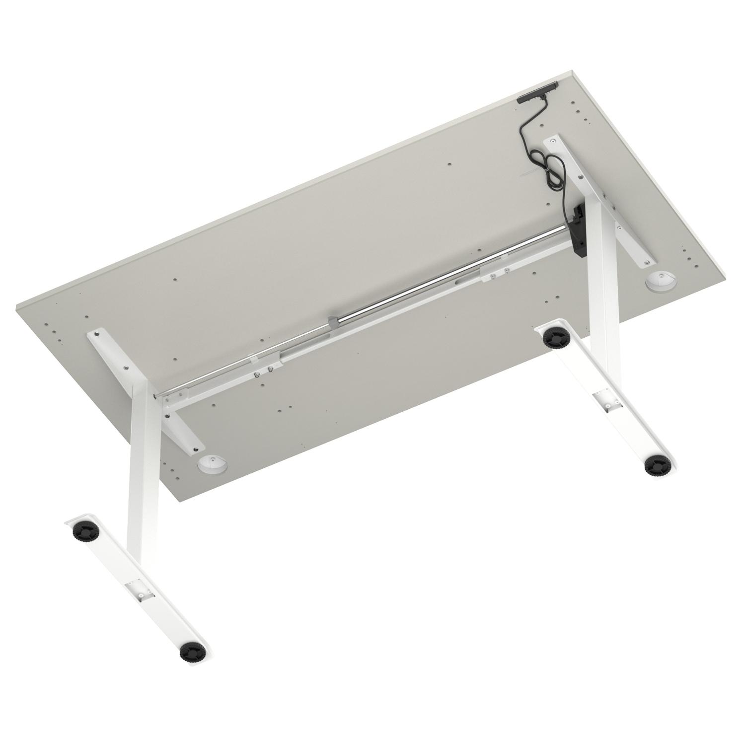 Air Lite 1600 x 800mm Height Adjustable Office Desk Dove Grey Top Cable Ports White Leg Air Lite 1600 x 800mm Height Adjustable Office Desk Dove Grey Top Cable Ports White Leg