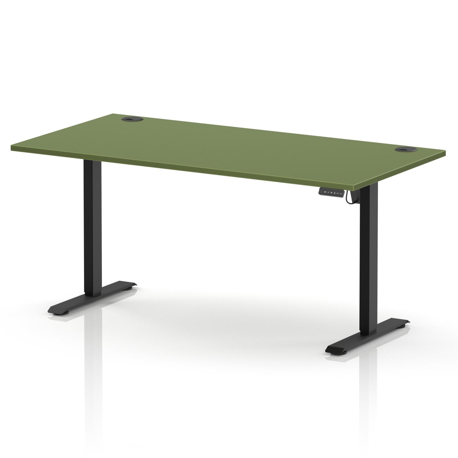 Air Lite 1600 x 800mm Height Adjustable Office Desk Moss Green Top Cable Ports Black Leg Air Lite 1600 x 800mm Height Adjustable Office Desk Moss Green Top Cable Ports Black Leg
