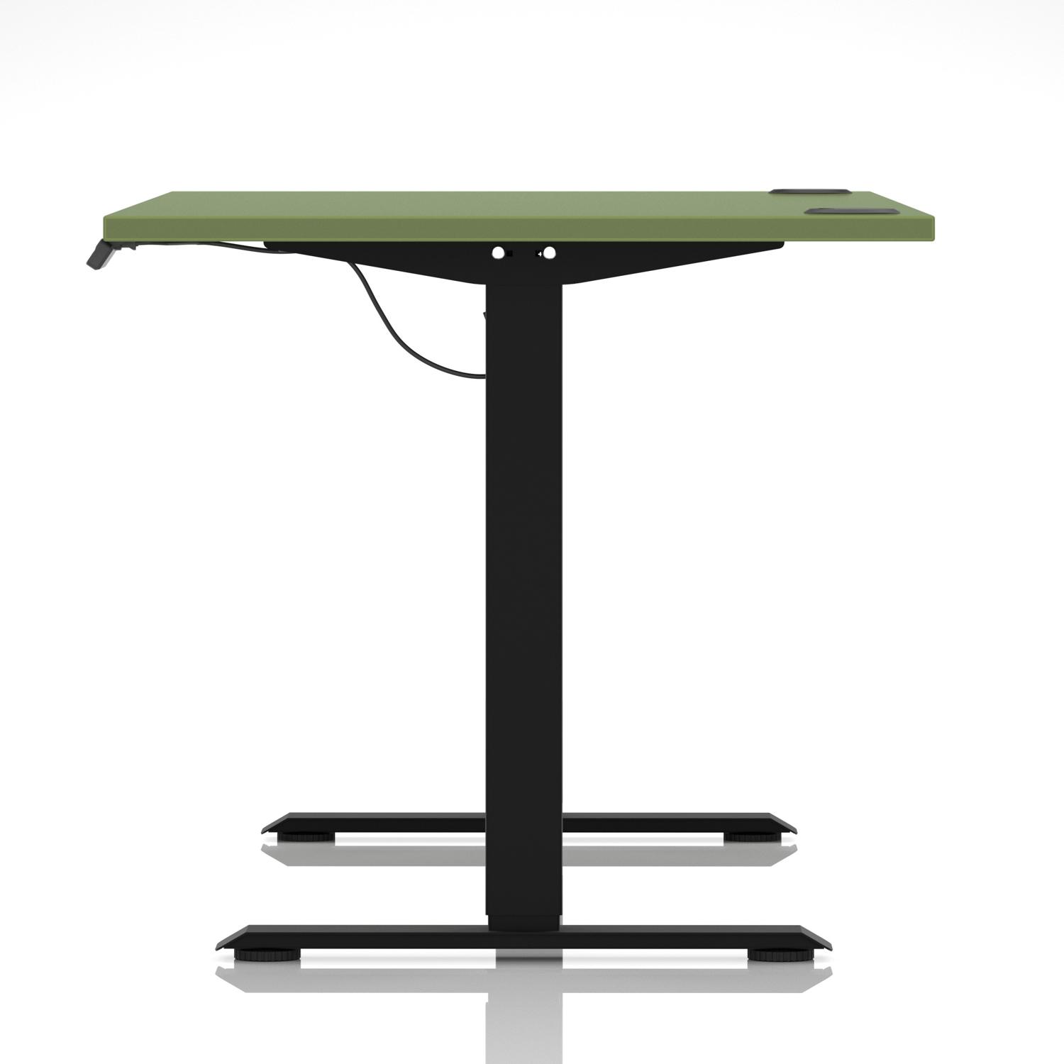 Air Lite 1600 x 800mm Height Adjustable Office Desk Moss Green Top Cable Ports Black Leg Air Lite 1600 x 800mm Height Adjustable Office Desk Moss Green Top Cable Ports Black Leg