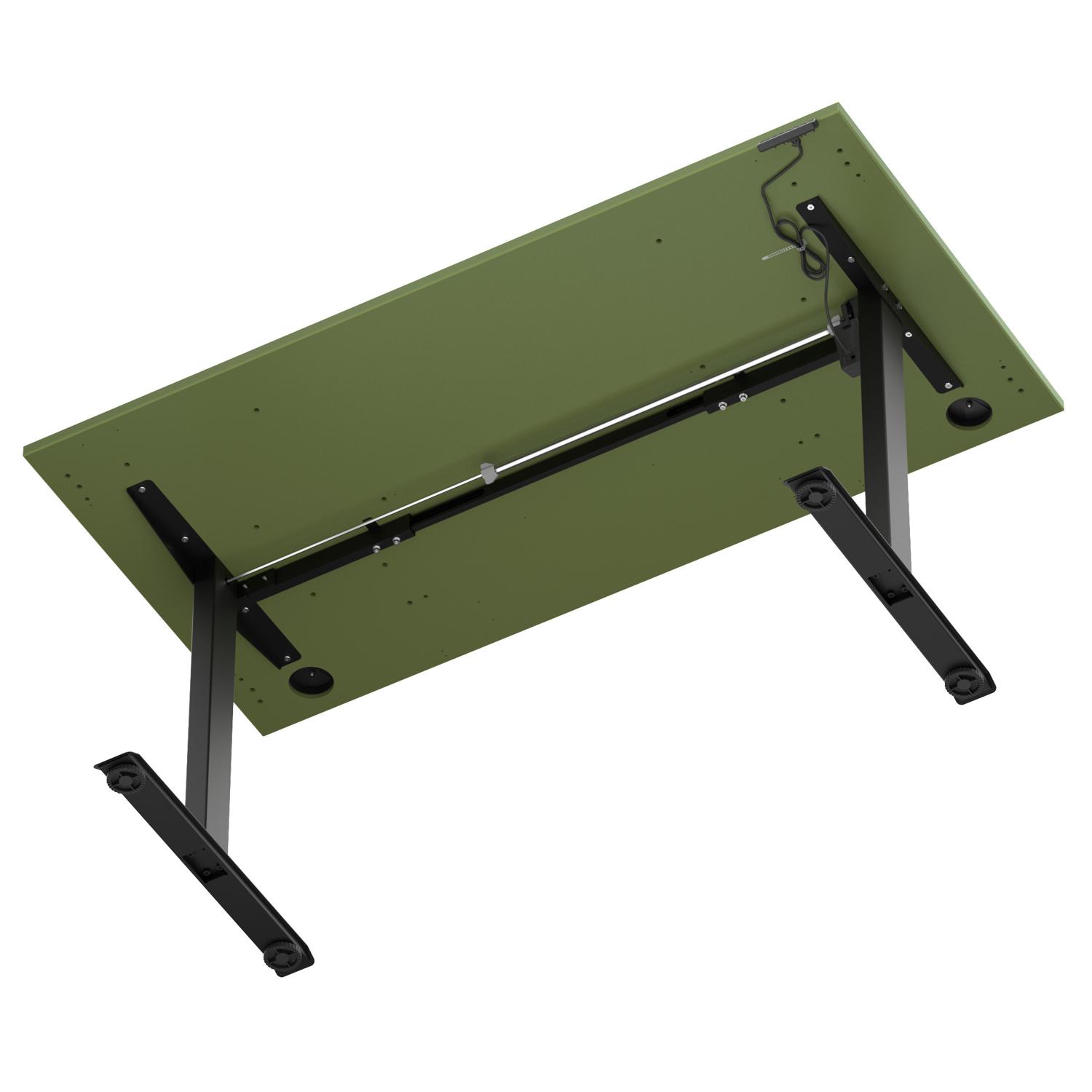 Air Lite 1600 x 800mm Height Adjustable Office Desk Moss Green Top Cable Ports Black Leg Air Lite 1600 x 800mm Height Adjustable Office Desk Moss Green Top Cable Ports Black Leg