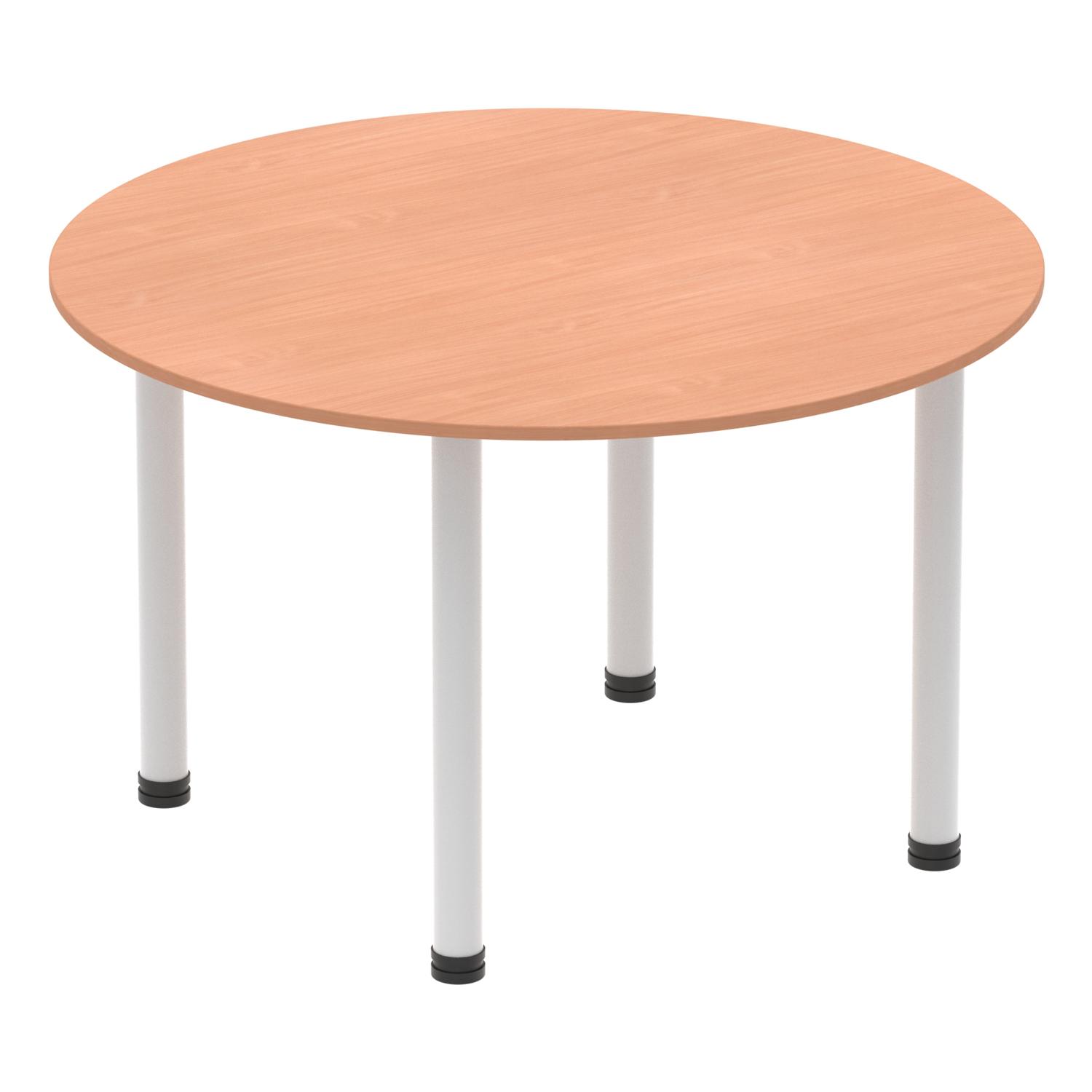 Impulse 1200mm Round Table Beech Top Silver Post Leg