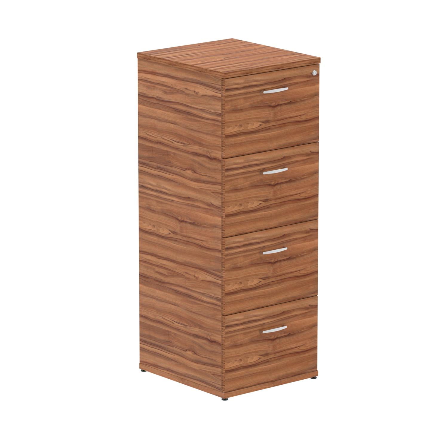 Impulse 4 Drawer Filing Cabinet Walnut
