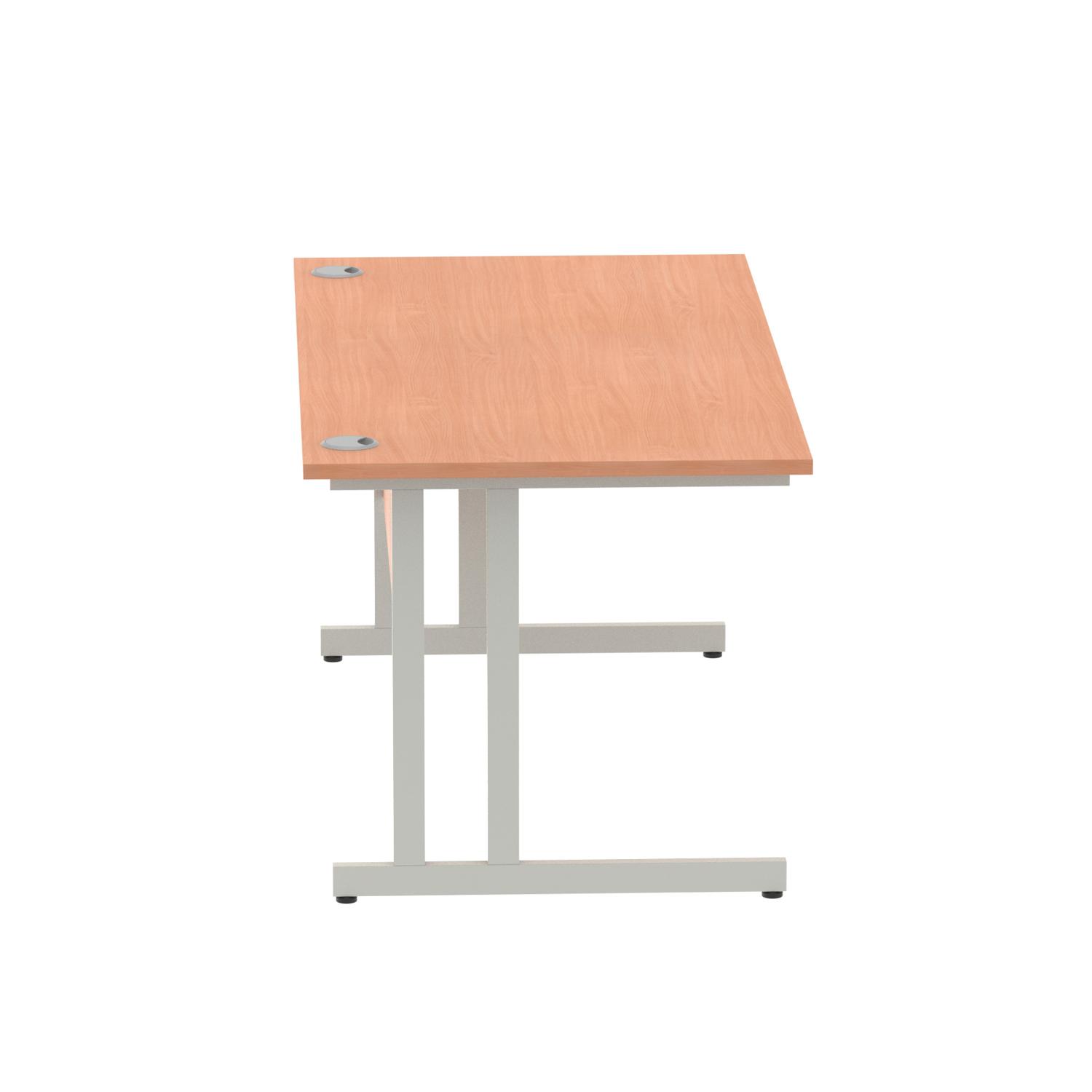 Impulse 1600 x 800mm Straight Office Desk Beech Top Silver Cantilever Leg