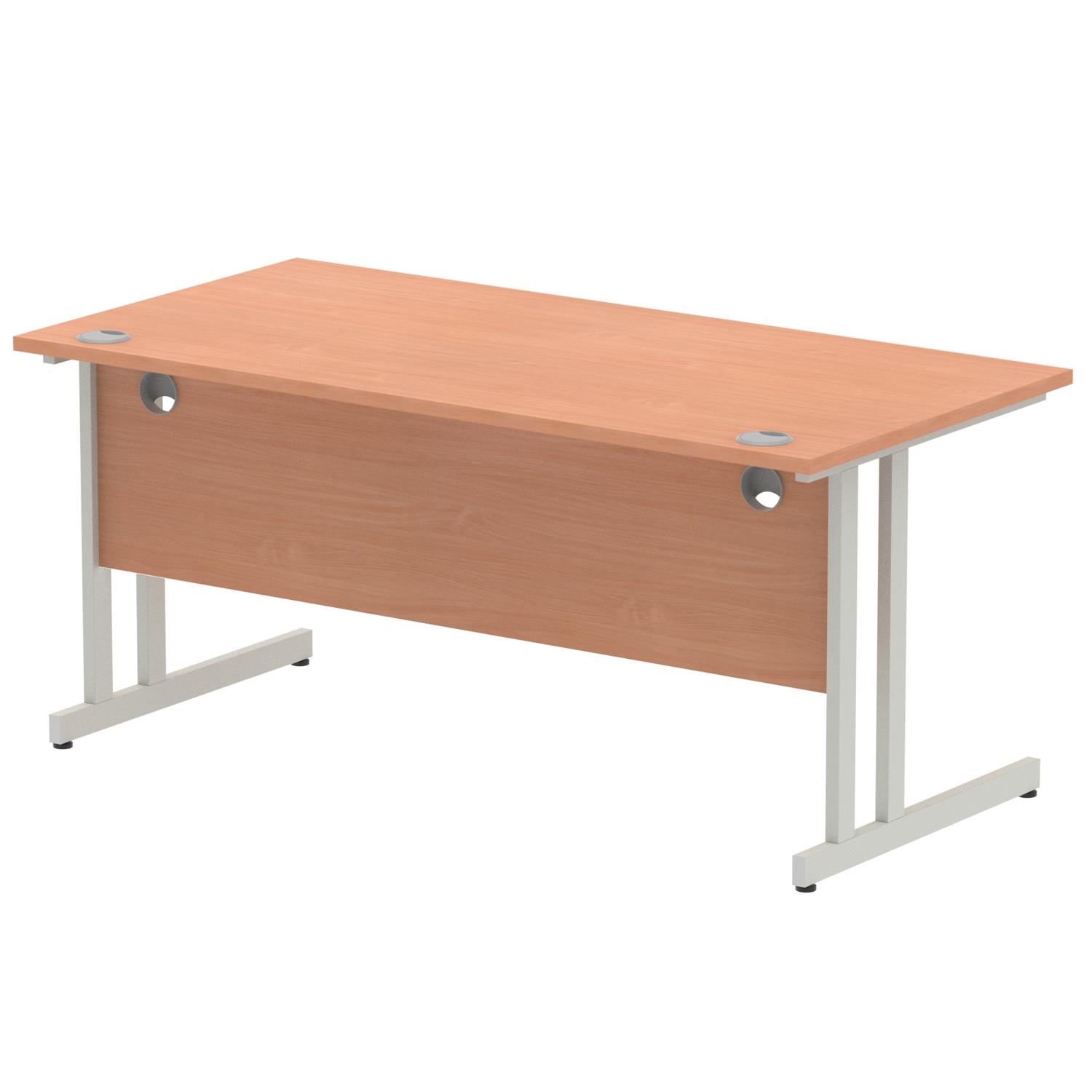Impulse 1600 x 800mm Straight Office Desk Beech Top Silver Cantilever Leg