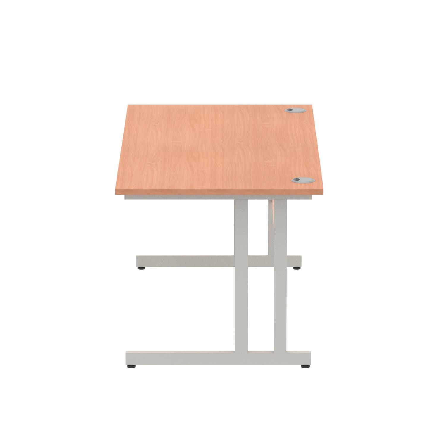 Impulse 1600 x 800mm Straight Office Desk Beech Top Silver Cantilever Leg