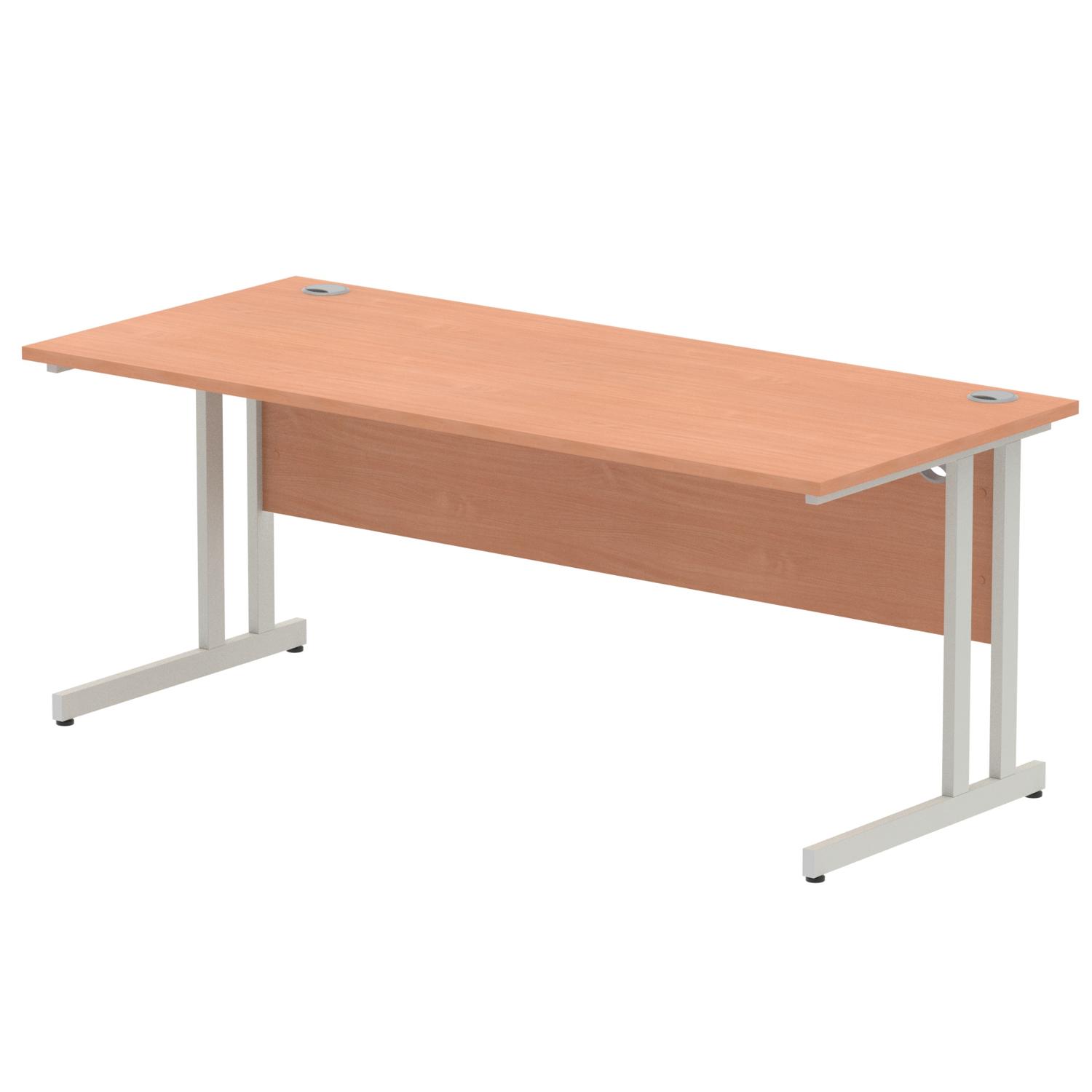 Impulse 1800 x 800mm Straight Office Desk Beech Top Silver Cantilever Leg