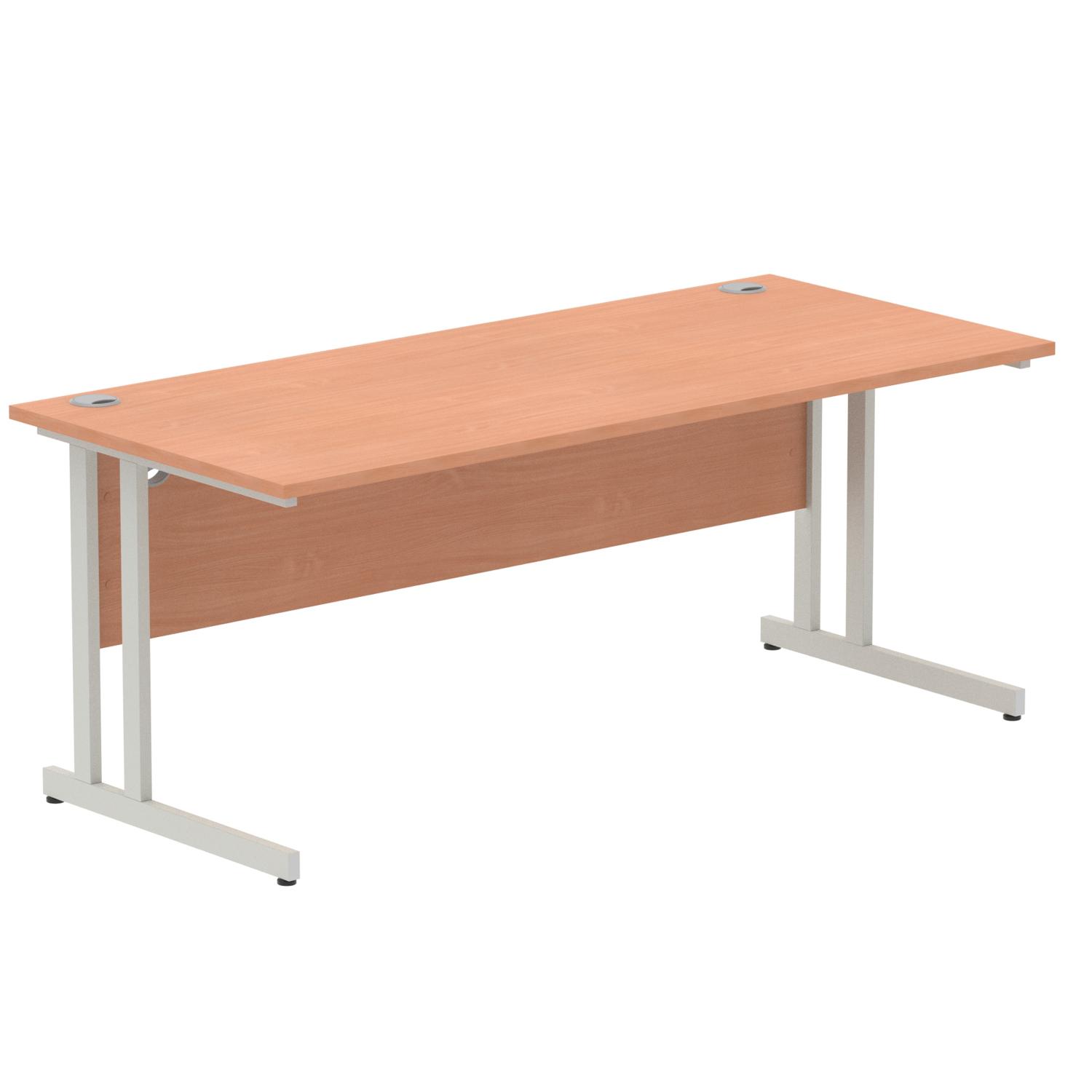 Impulse 1800 x 800mm Straight Office Desk Beech Top Silver Cantilever Leg