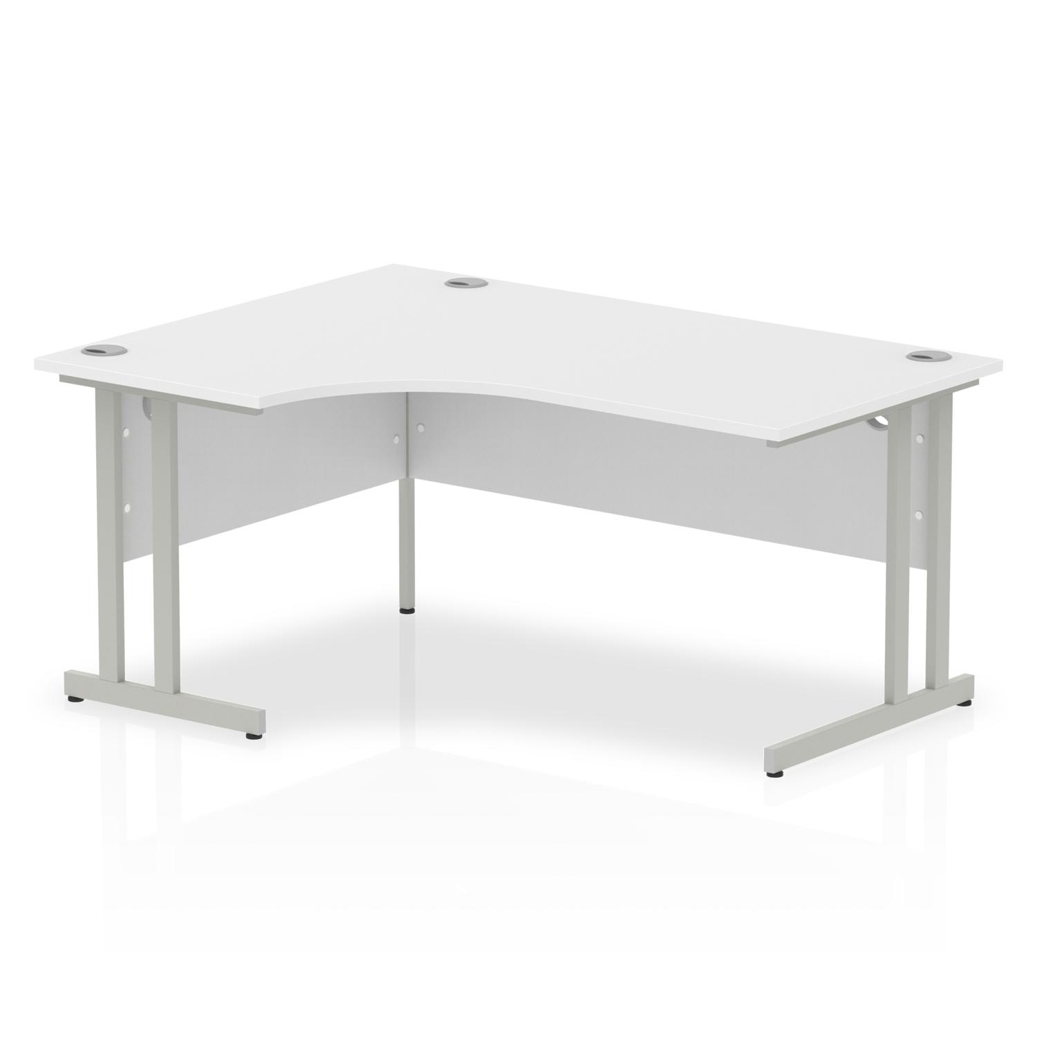 Impulse 1600mm Left Crescent Office Desk White Top Silver Cantilever Leg