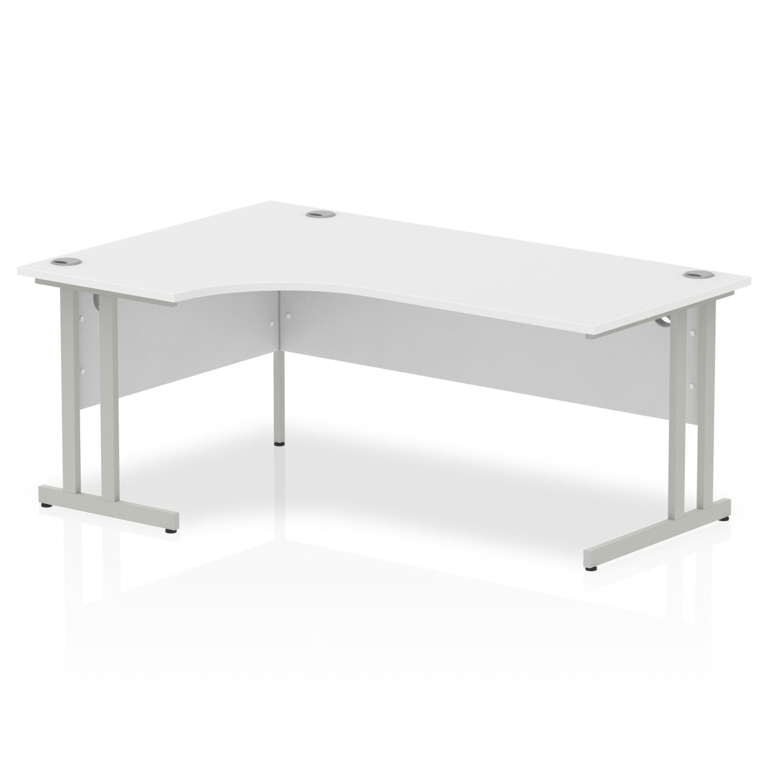 Impulse 1800mm Left Crescent Office Desk White Top Silver Cantilever Leg