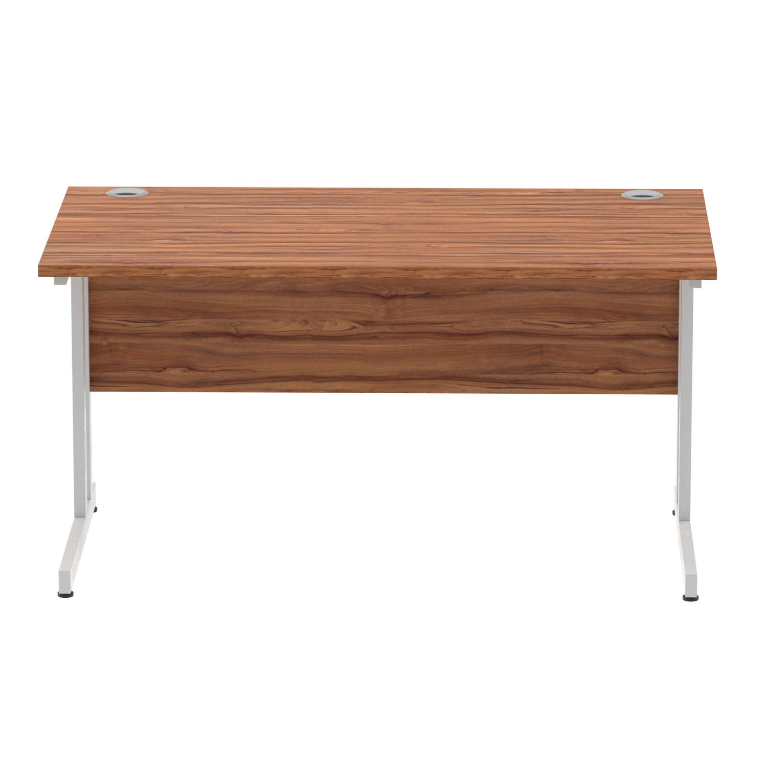 Impulse 1400 x 800mm Straight Office Desk Walnut Top Silver Cantilever Leg