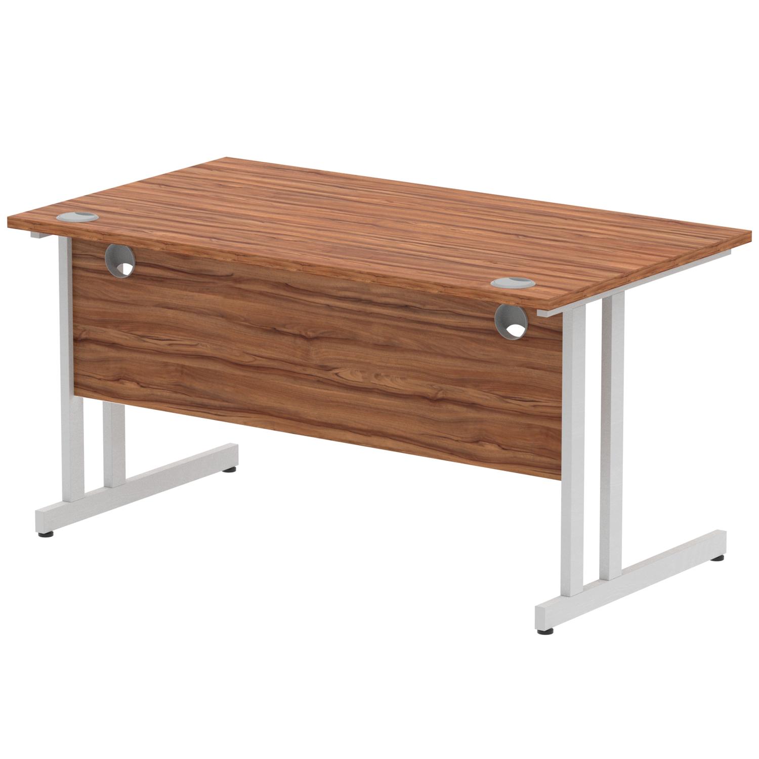 Impulse 1400 x 800mm Straight Office Desk Walnut Top Silver Cantilever Leg