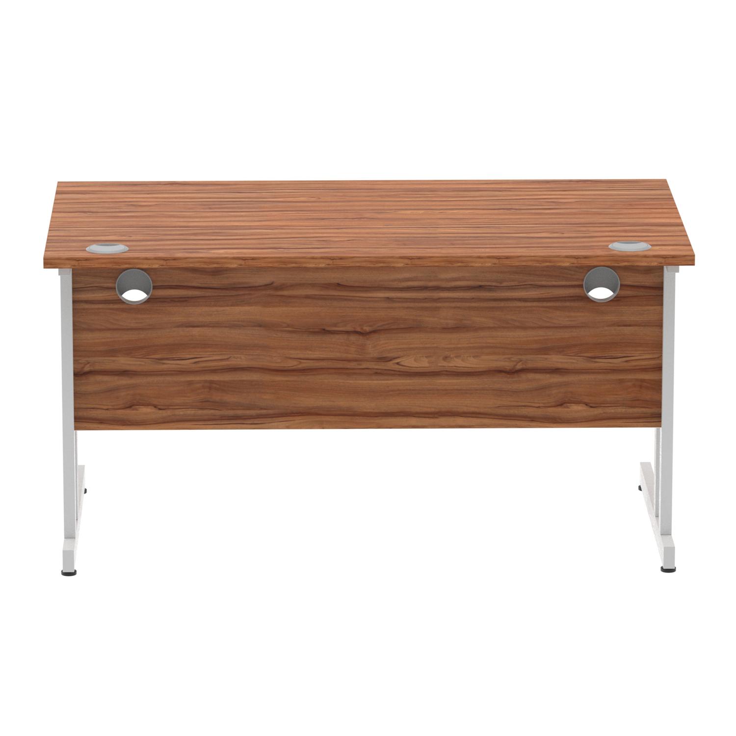 Impulse 1400 x 800mm Straight Office Desk Walnut Top Silver Cantilever Leg