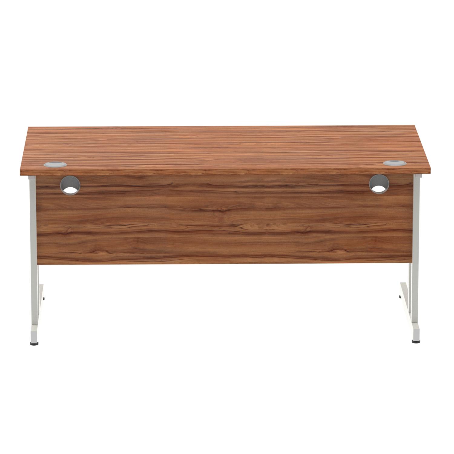 Impulse 1600 x 800mm Straight Office Desk Walnut Top Silver Cantilever Leg