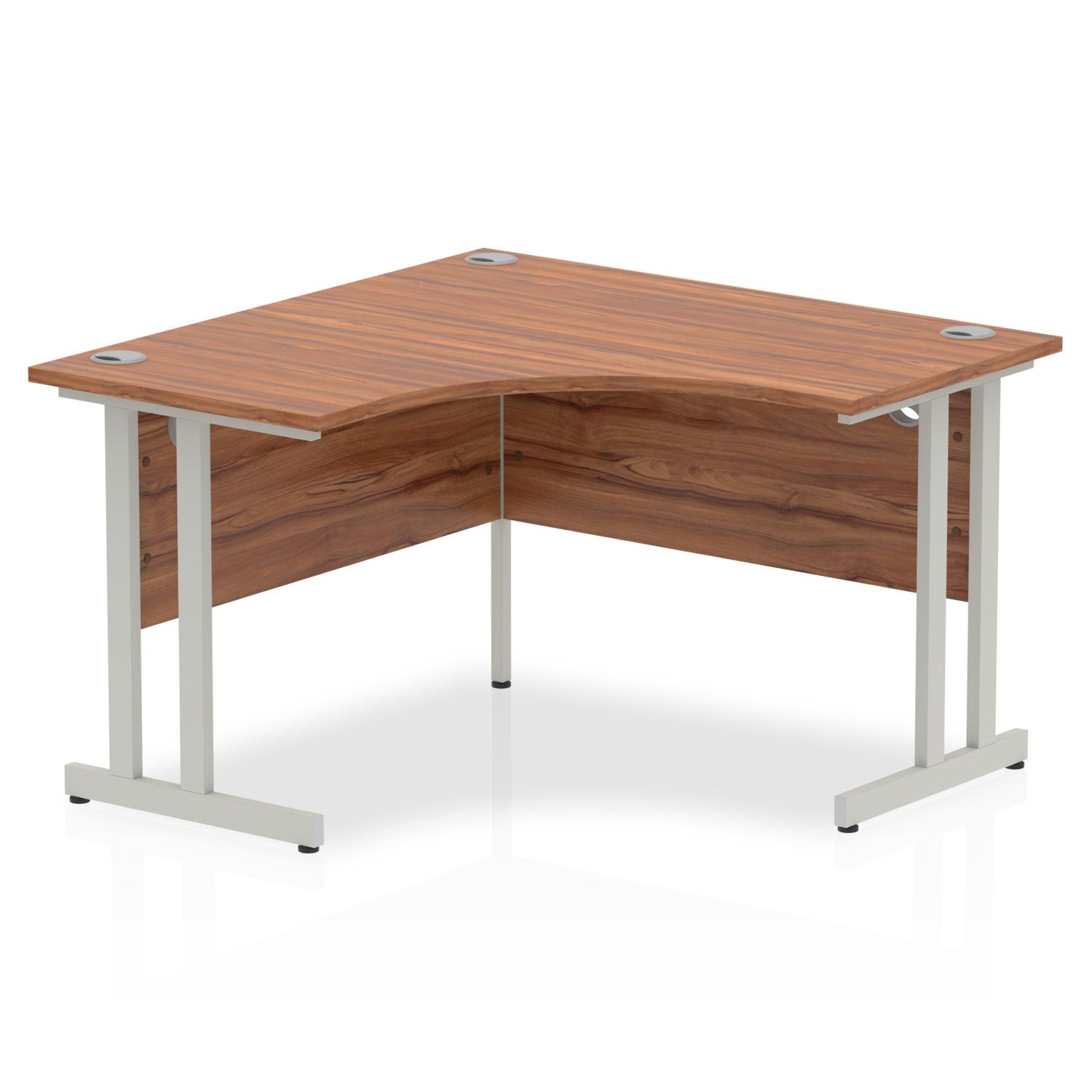 Impulse 1200mm Corner Office Desk Walnut Top Silver Cantilever Leg