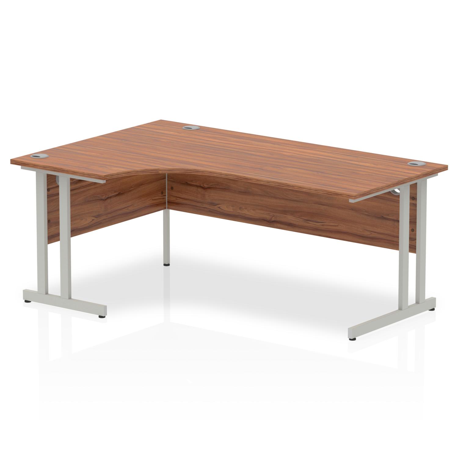 Impulse 1800mm Left Crescent Office Desk Walnut Top Silver Cantilever Leg