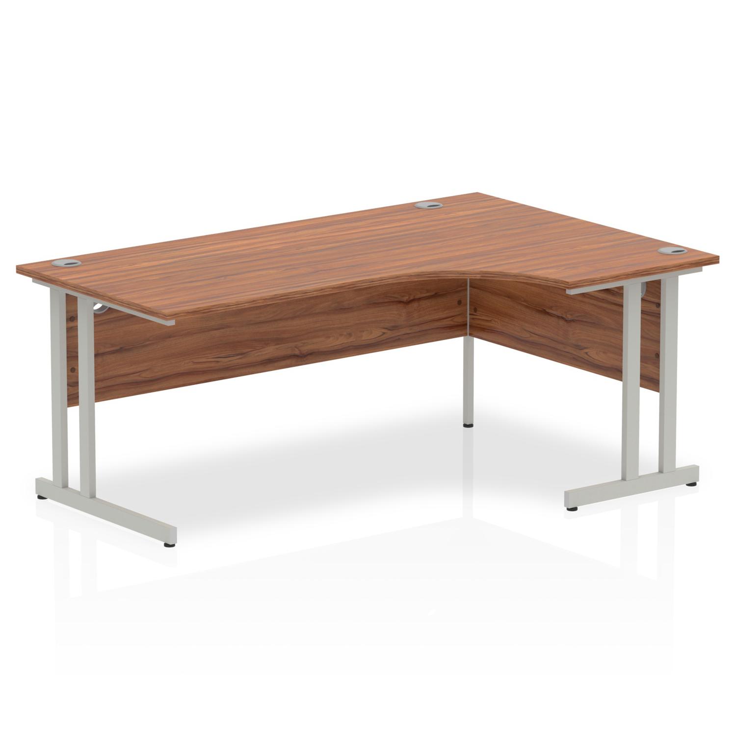 Impulse 1800mm Right Crescent Office Desk Walnut Top Silver Cantilever Leg