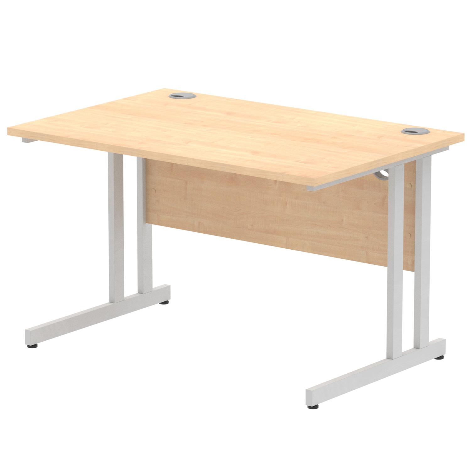 Impulse 1200 x 800mm Straight Office Desk Maple Top Silver Cantilever Leg