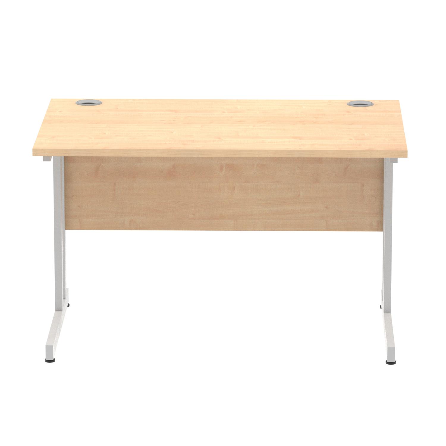 Impulse 1200 x 800mm Straight Office Desk Maple Top Silver Cantilever Leg