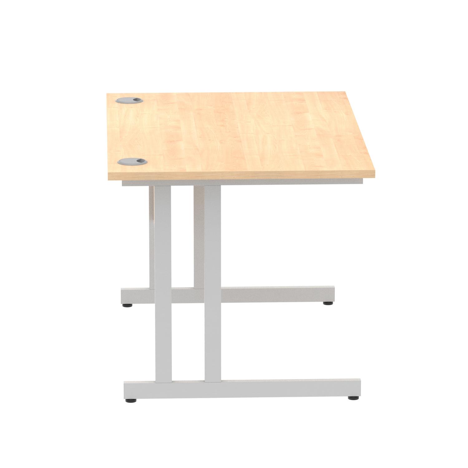 Impulse 1200 x 800mm Straight Office Desk Maple Top Silver Cantilever Leg