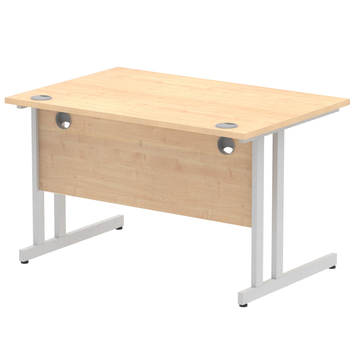 Impulse 1200 x 800mm Straight Office Desk Maple Top Silver Cantilever Leg