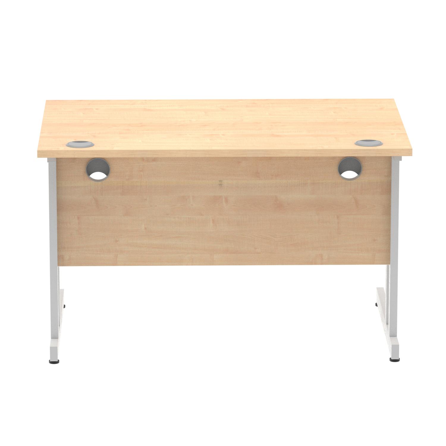 Impulse 1200 x 800mm Straight Office Desk Maple Top Silver Cantilever Leg