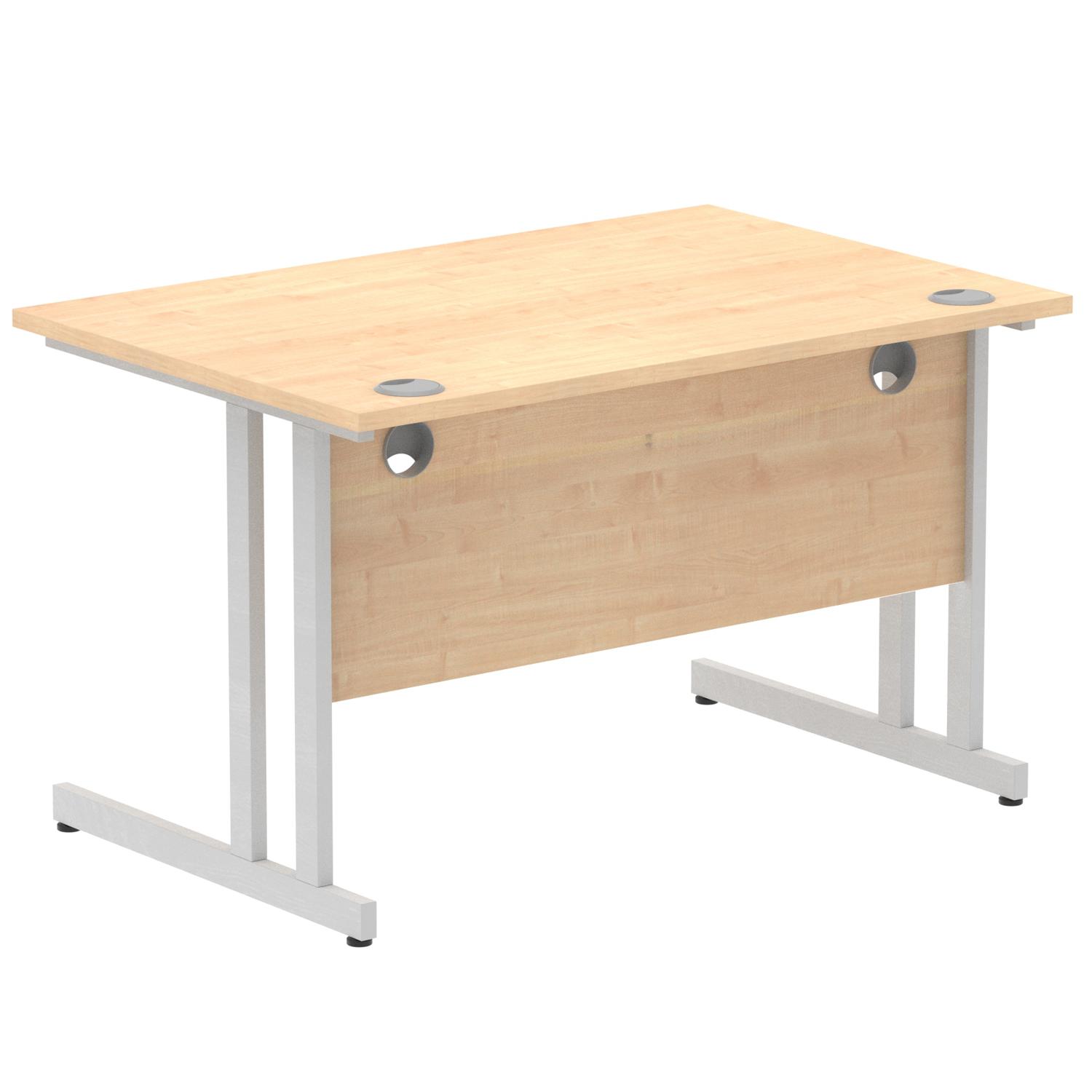Impulse 1200 x 800mm Straight Office Desk Maple Top Silver Cantilever Leg