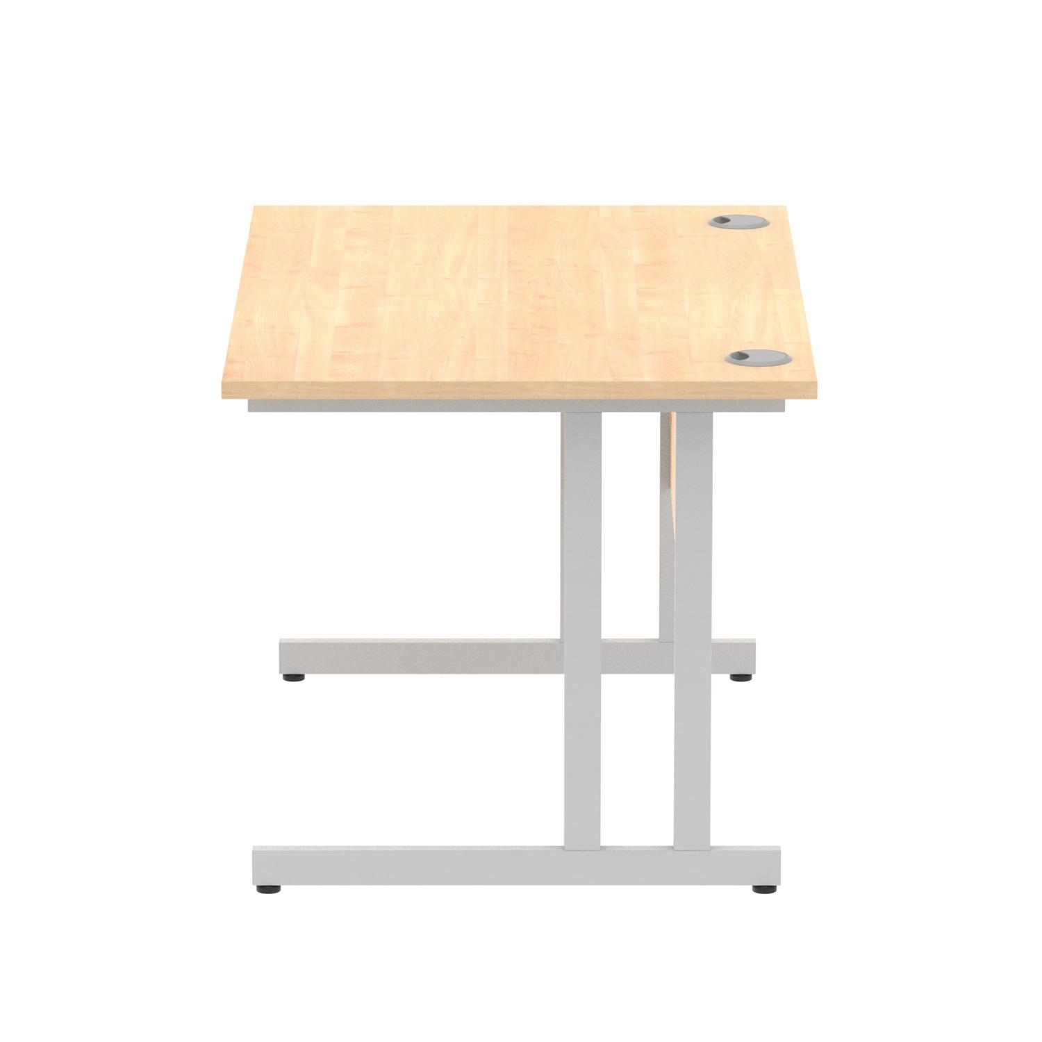 Impulse 1200 x 800mm Straight Office Desk Maple Top Silver Cantilever Leg