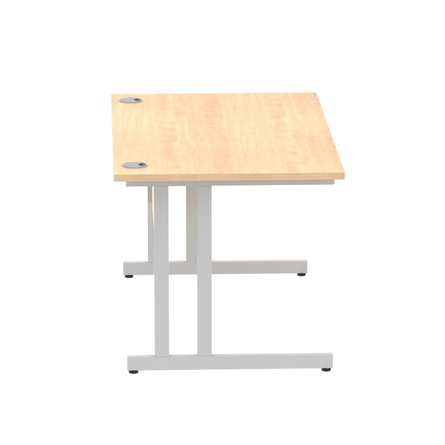 Impulse 1400 x 800mm Straight Office Desk Maple Top Silver Cantilever Leg