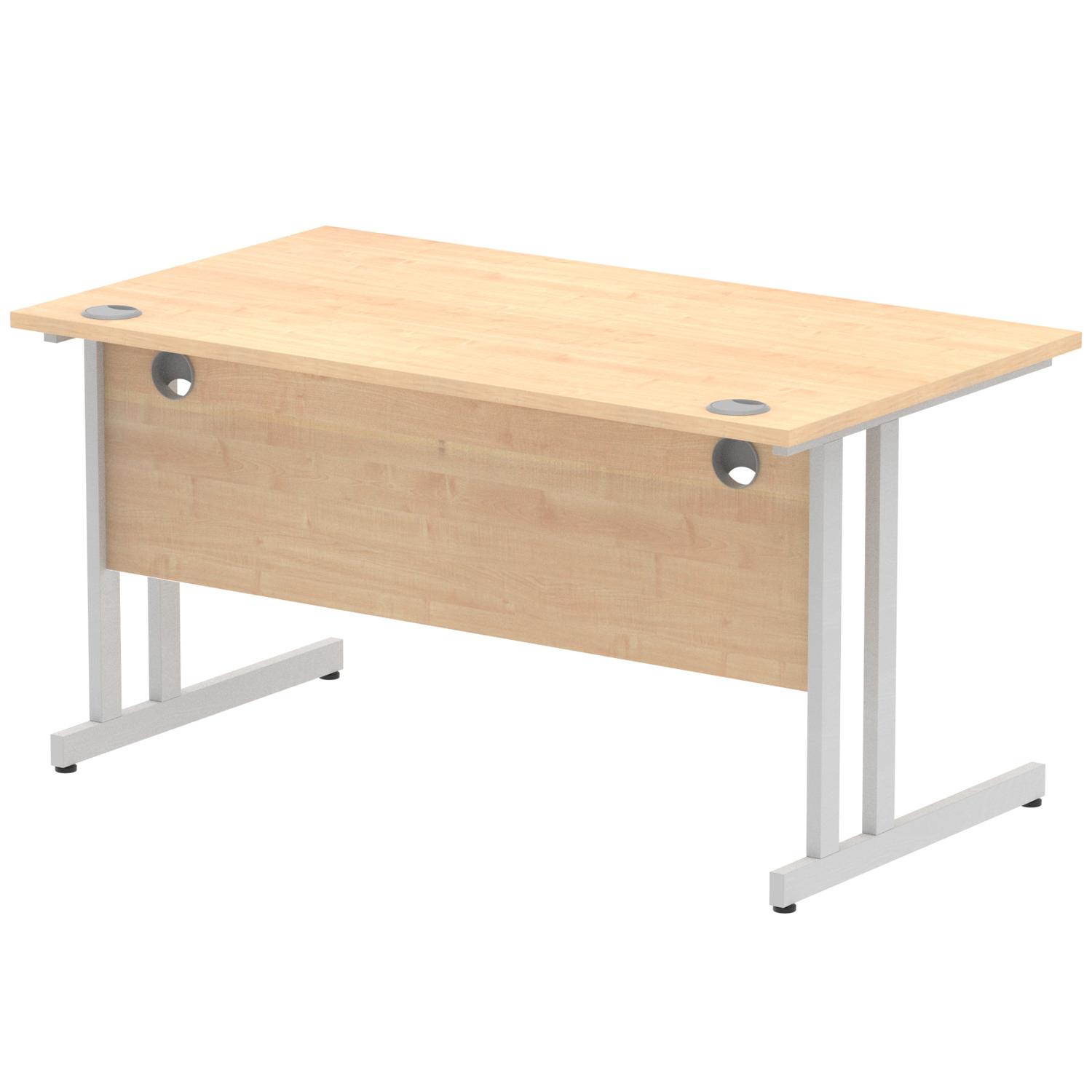 Impulse 1400 x 800mm Straight Office Desk Maple Top Silver Cantilever Leg