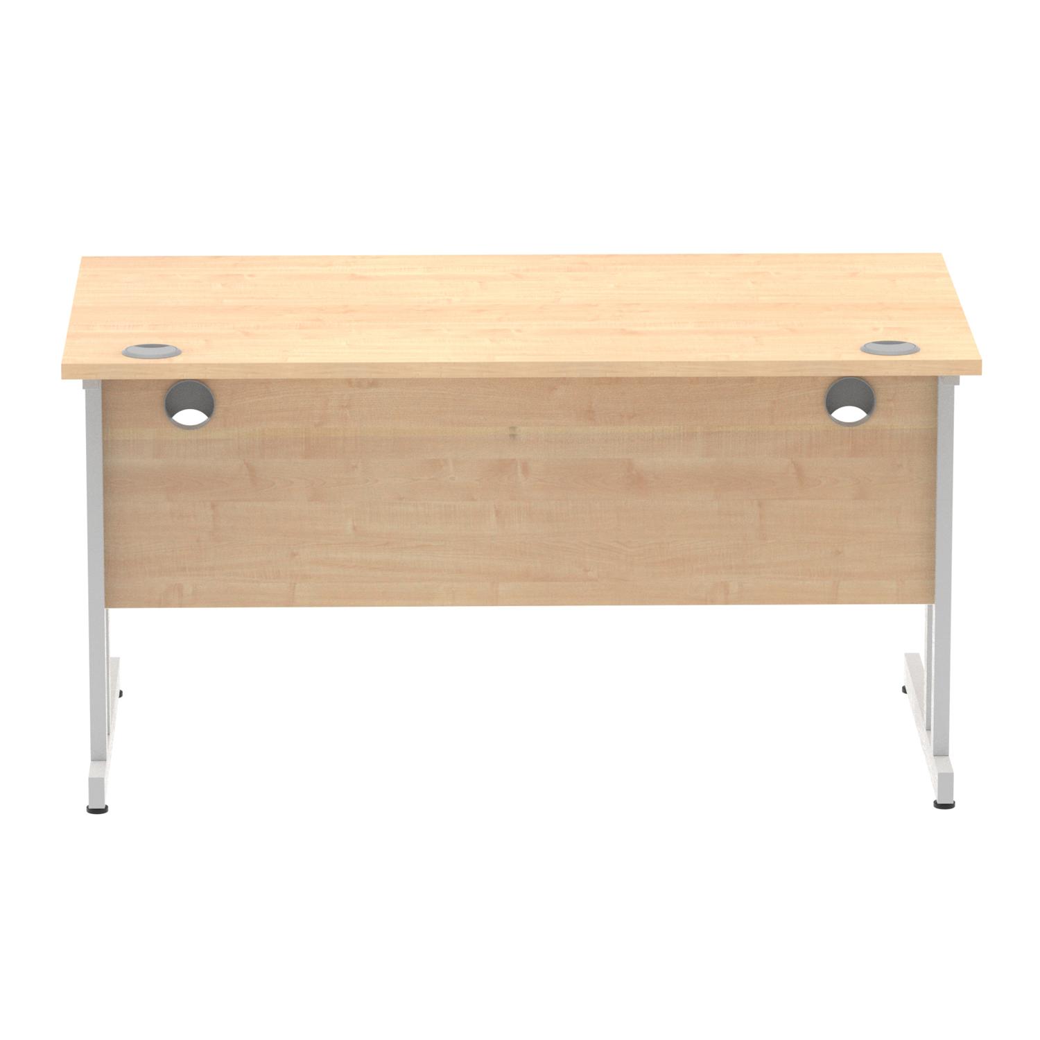 Impulse 1400 x 800mm Straight Office Desk Maple Top Silver Cantilever Leg