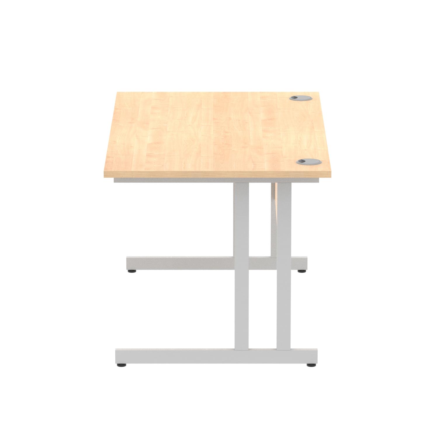 Impulse 1400 x 800mm Straight Office Desk Maple Top Silver Cantilever Leg