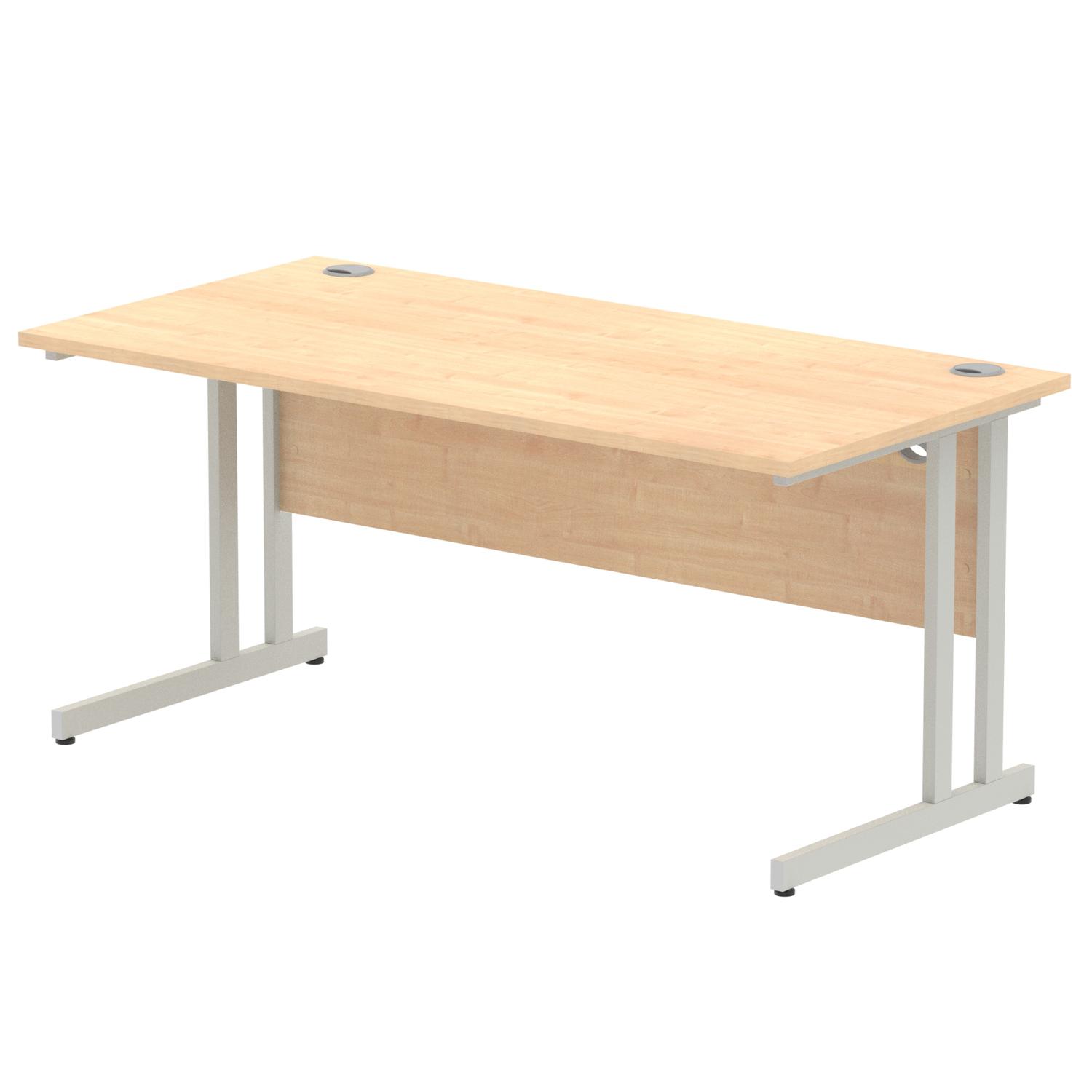 Impulse 1600 x 800mm Straight Office Desk Maple Top Silver Cantilever Leg