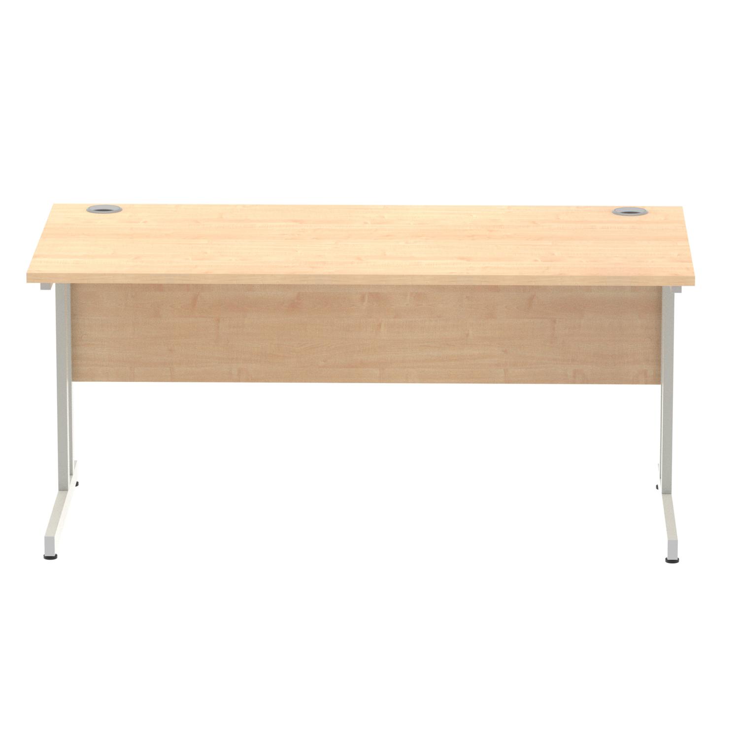 Impulse 1600 x 800mm Straight Office Desk Maple Top Silver Cantilever Leg