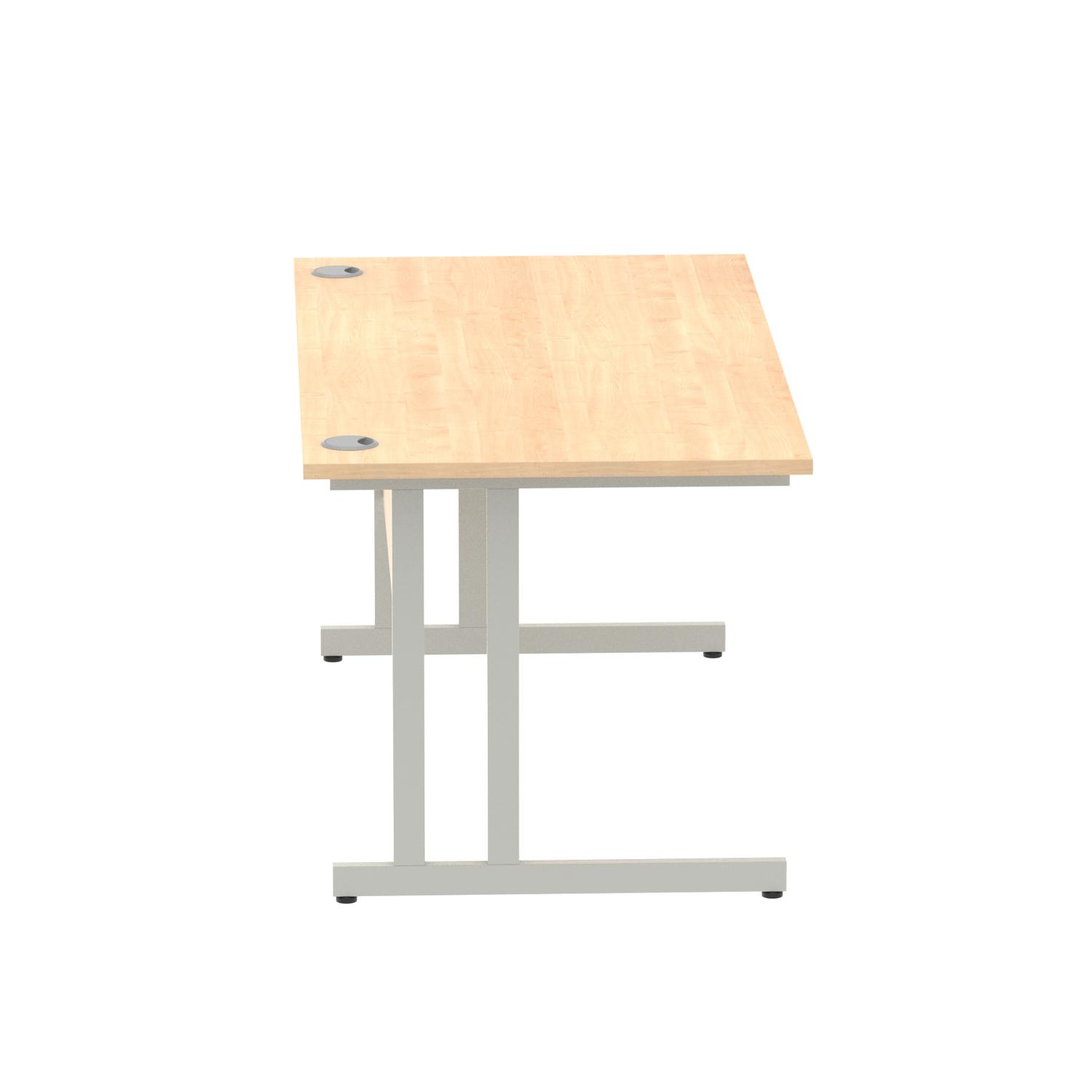 Impulse 1600 x 800mm Straight Office Desk Maple Top Silver Cantilever Leg