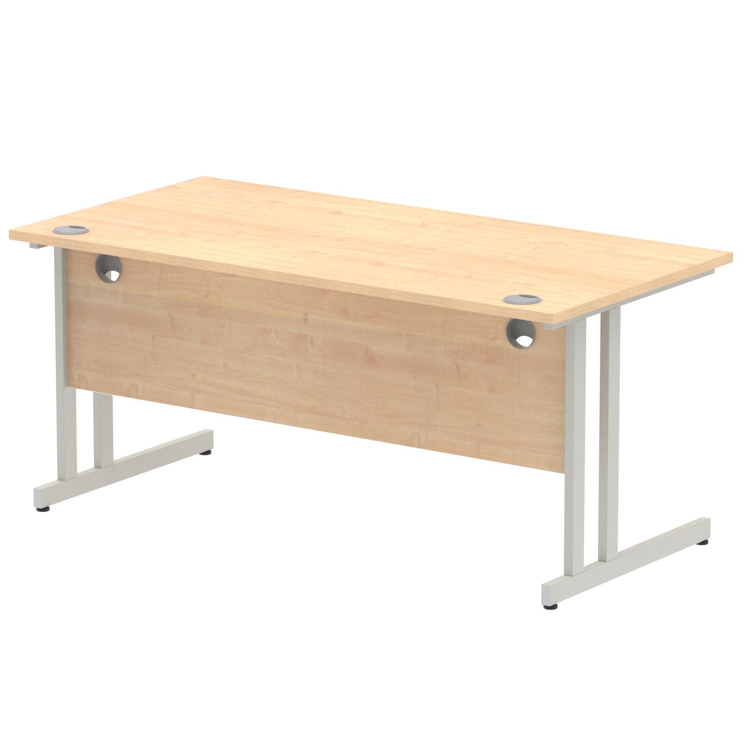 Impulse 1600 x 800mm Straight Office Desk Maple Top Silver Cantilever Leg
