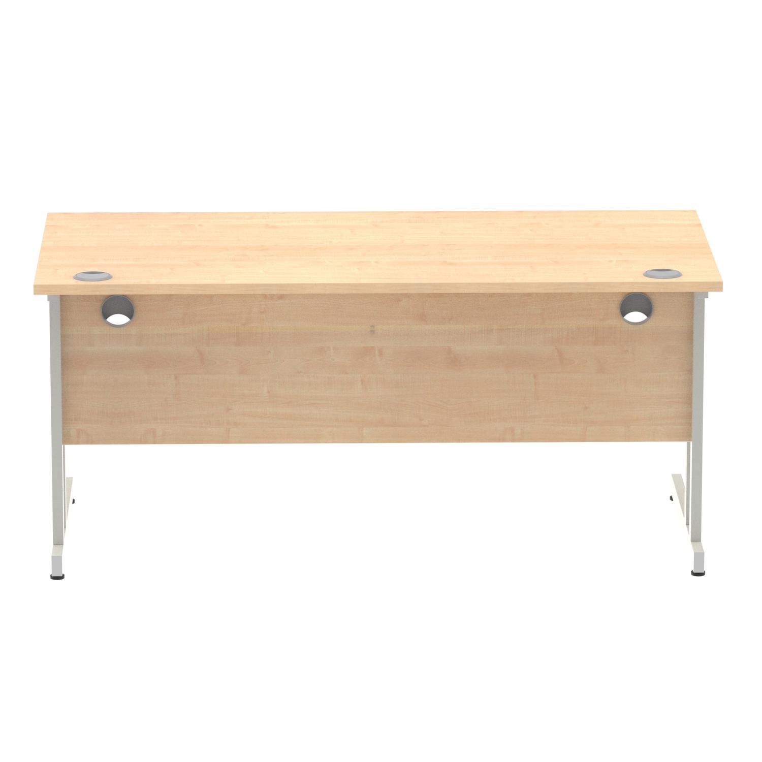 Impulse 1600 x 800mm Straight Office Desk Maple Top Silver Cantilever Leg