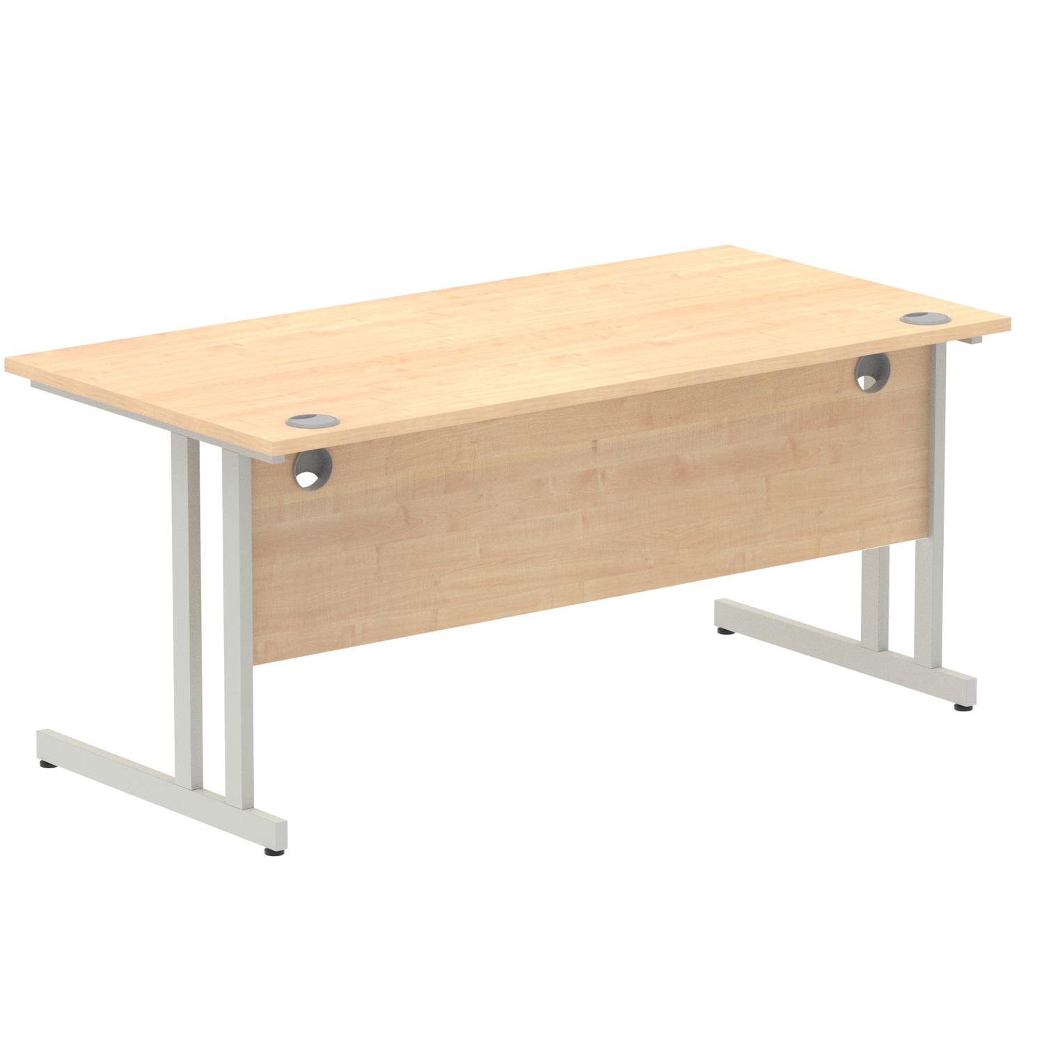Impulse 1600 x 800mm Straight Office Desk Maple Top Silver Cantilever Leg