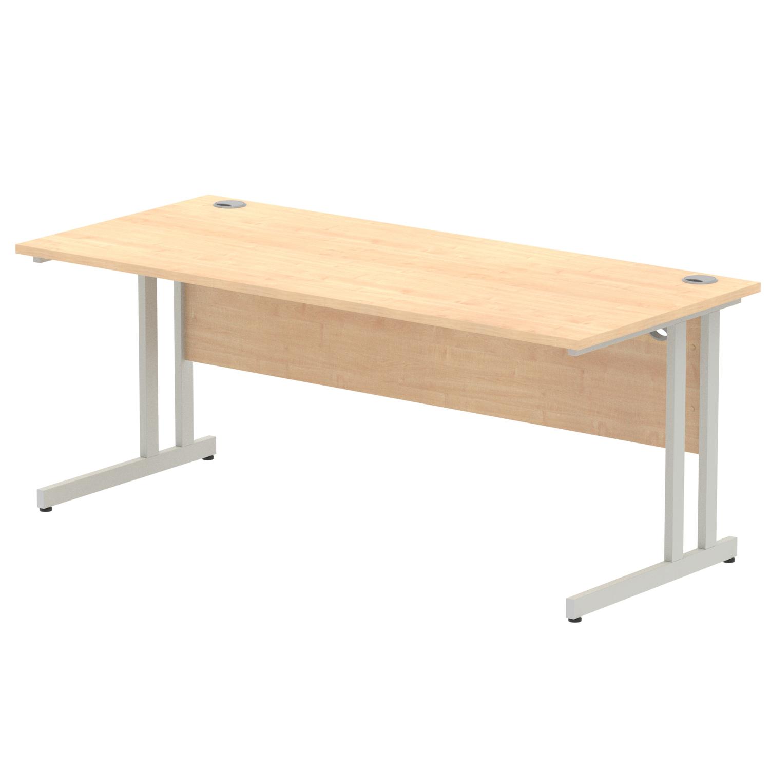 Impulse 1800 x 800mm Straight Office Desk Maple Top Silver Cantilever Leg