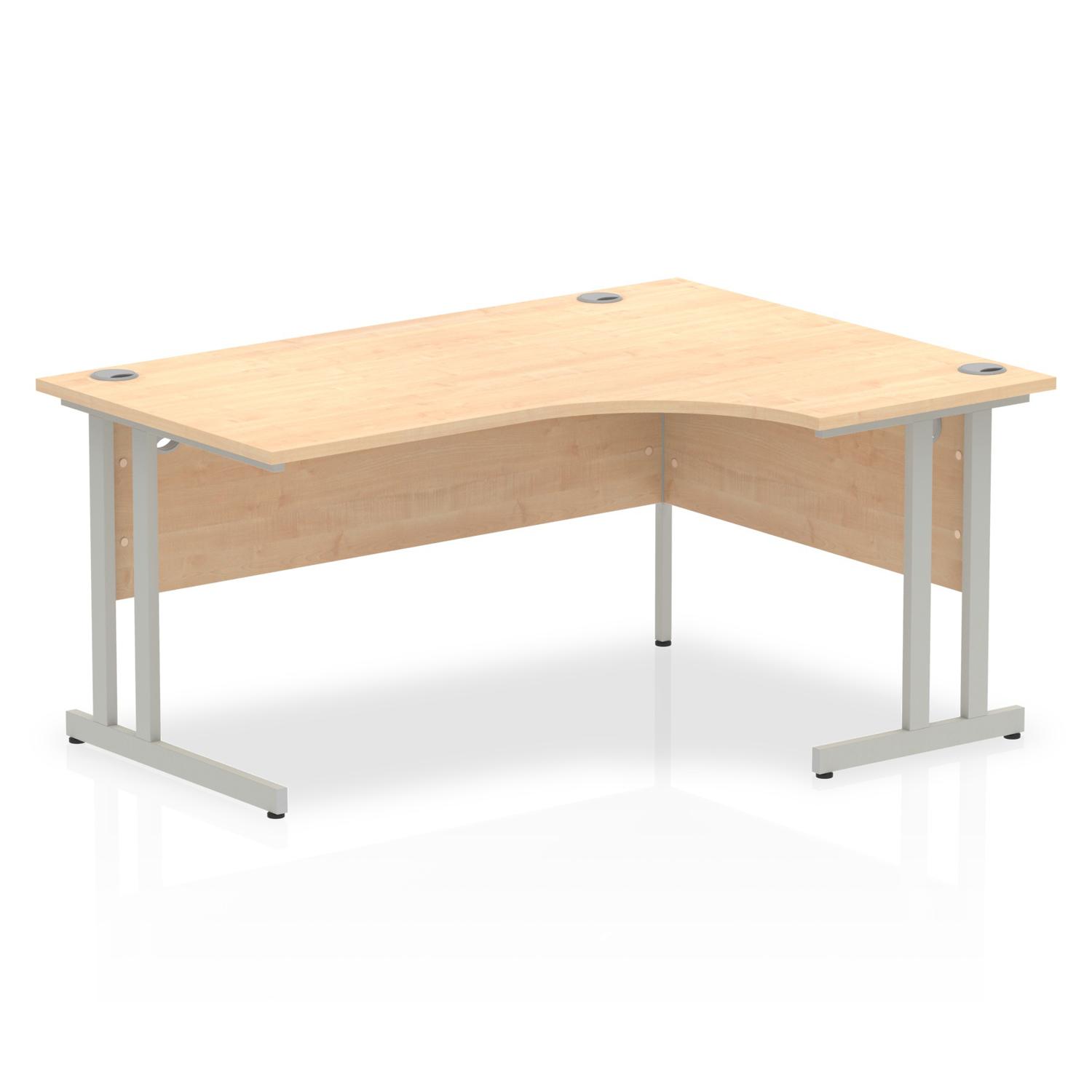 Impulse 1600mm Right Crescent Office Desk Maple Top Silver Cantilever Leg